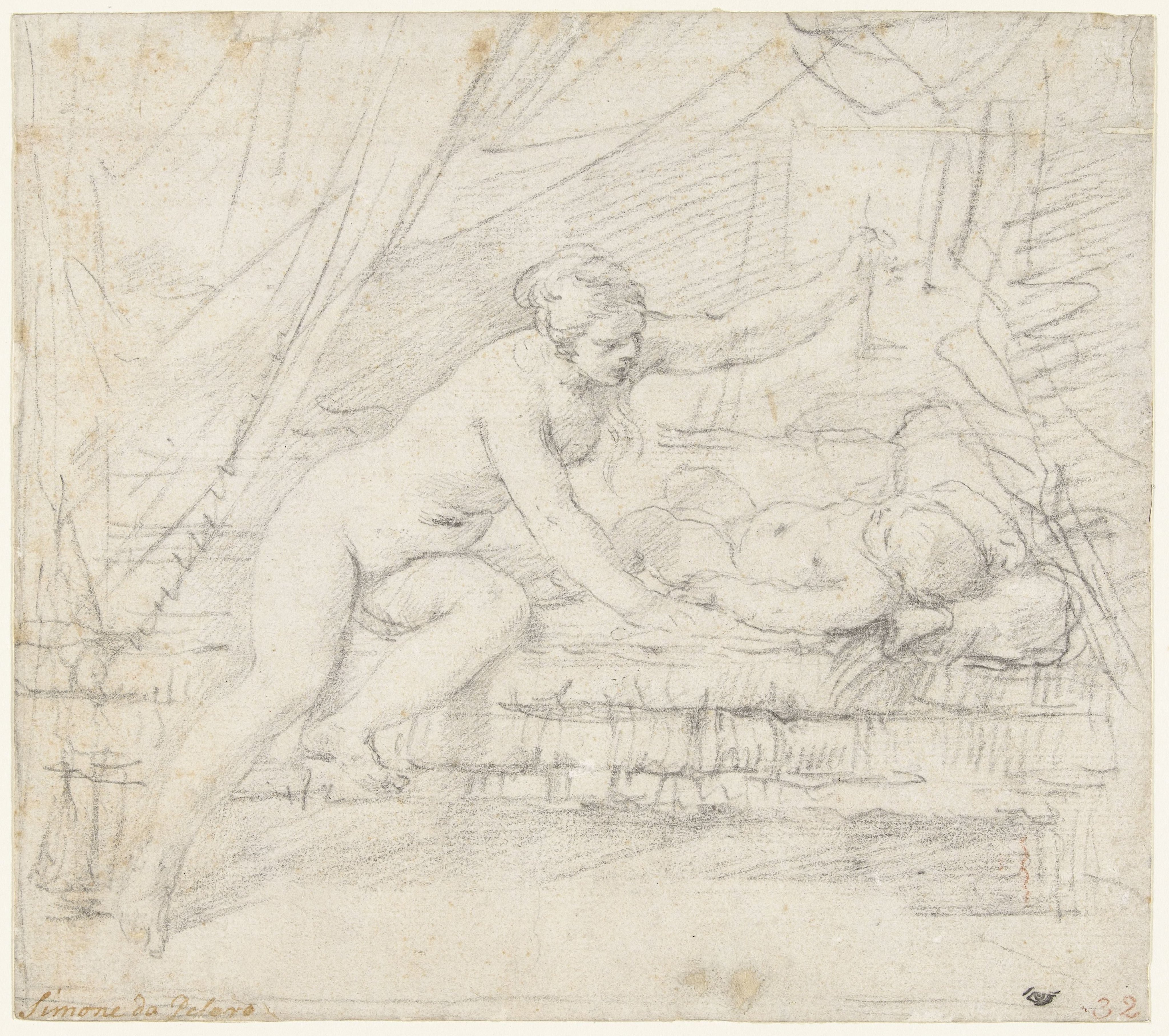 Psyche verlicht met haar lamp de slapende Amor