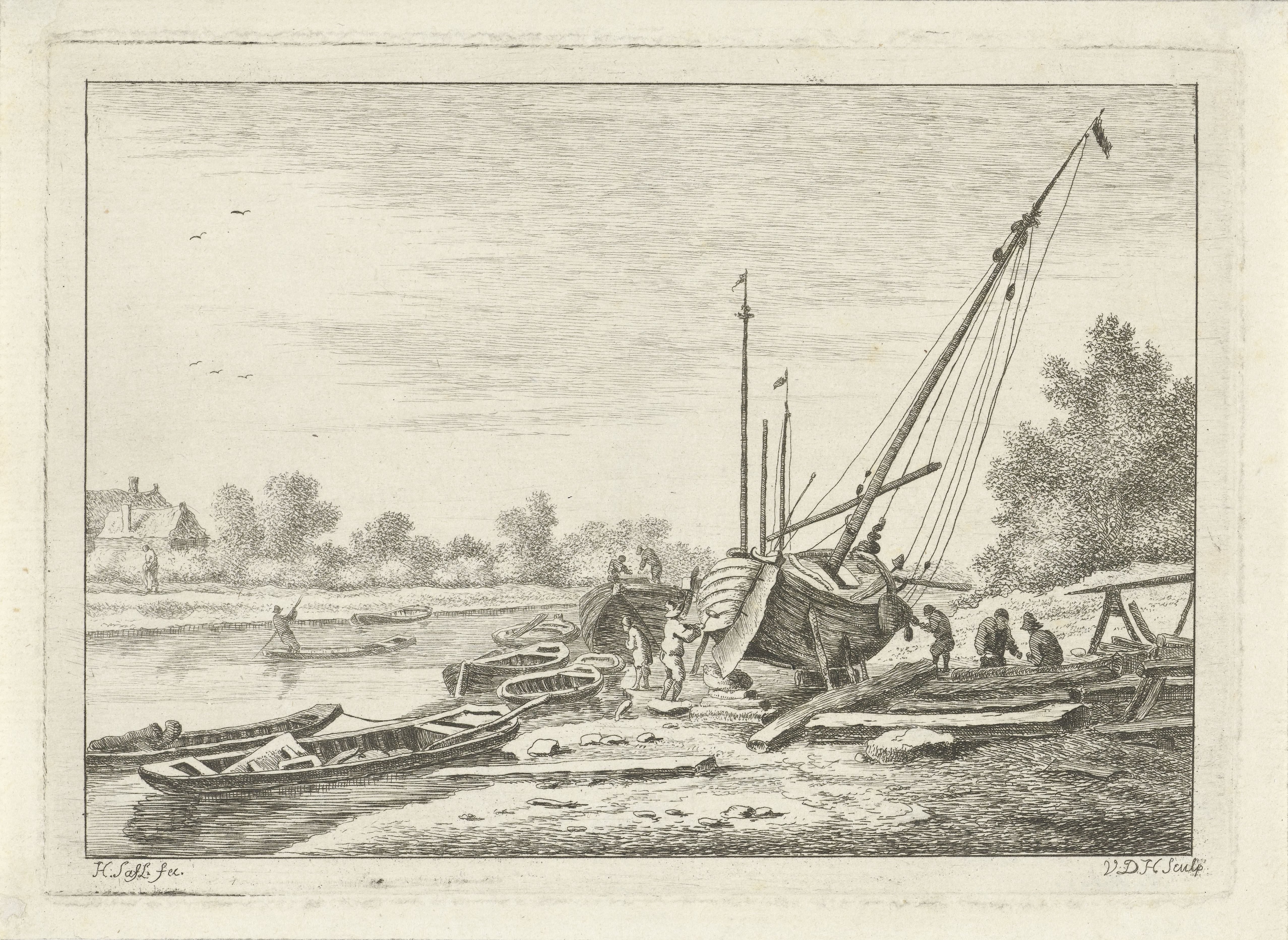 Scheepswerf aan een rivier