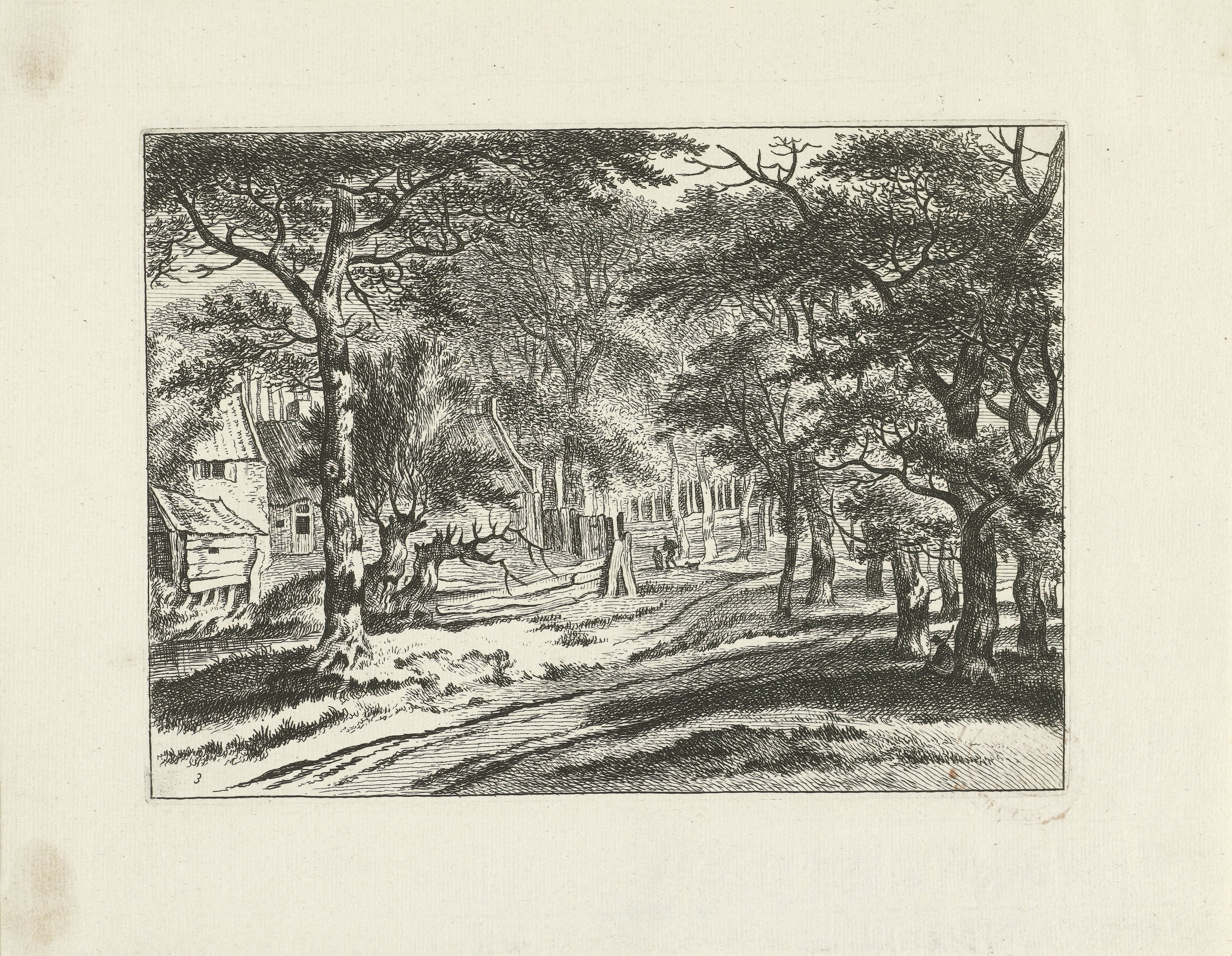Boslandschap met huizen