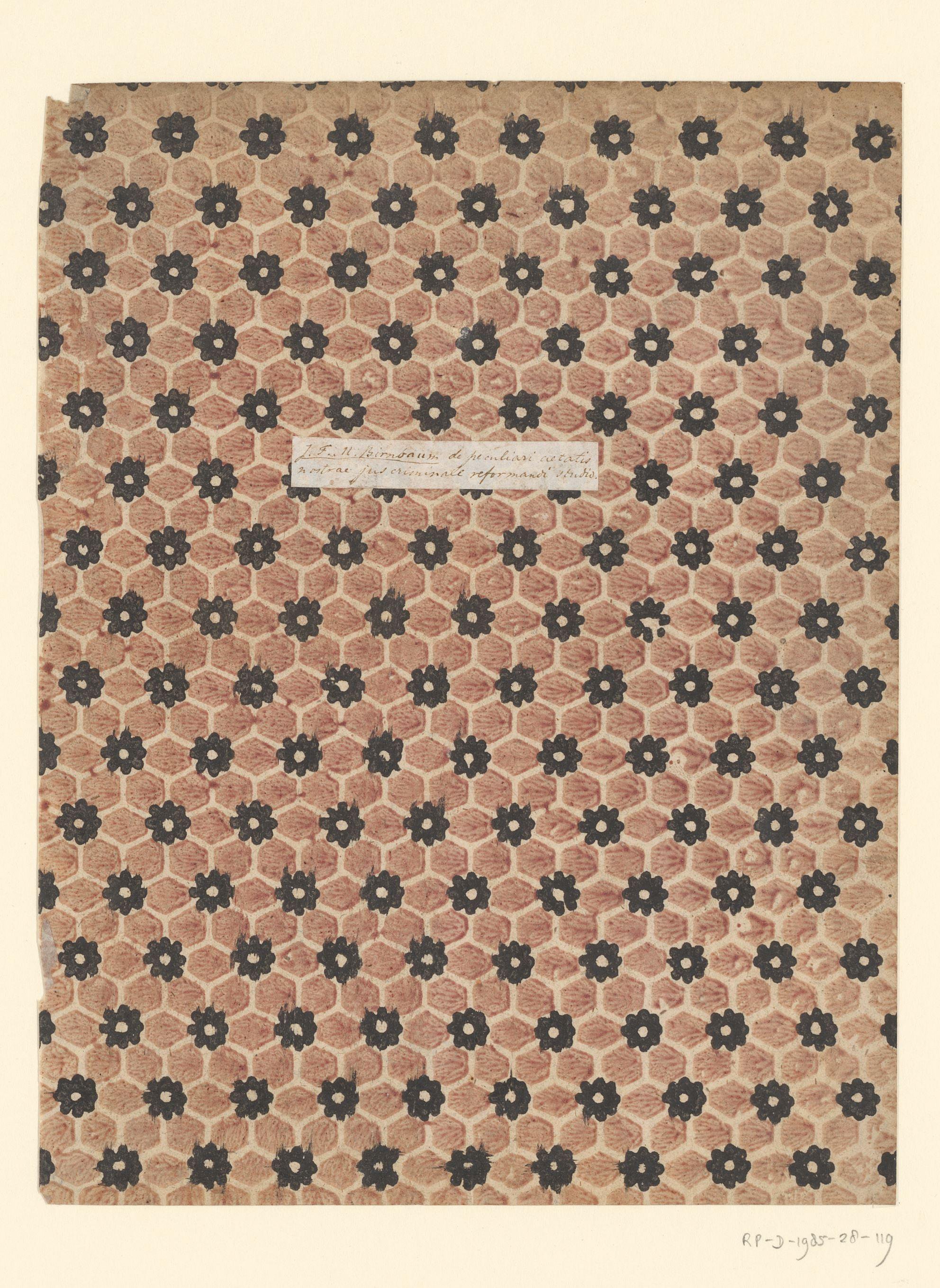 Blad met strooipatroon van bloemen op lijnenraster