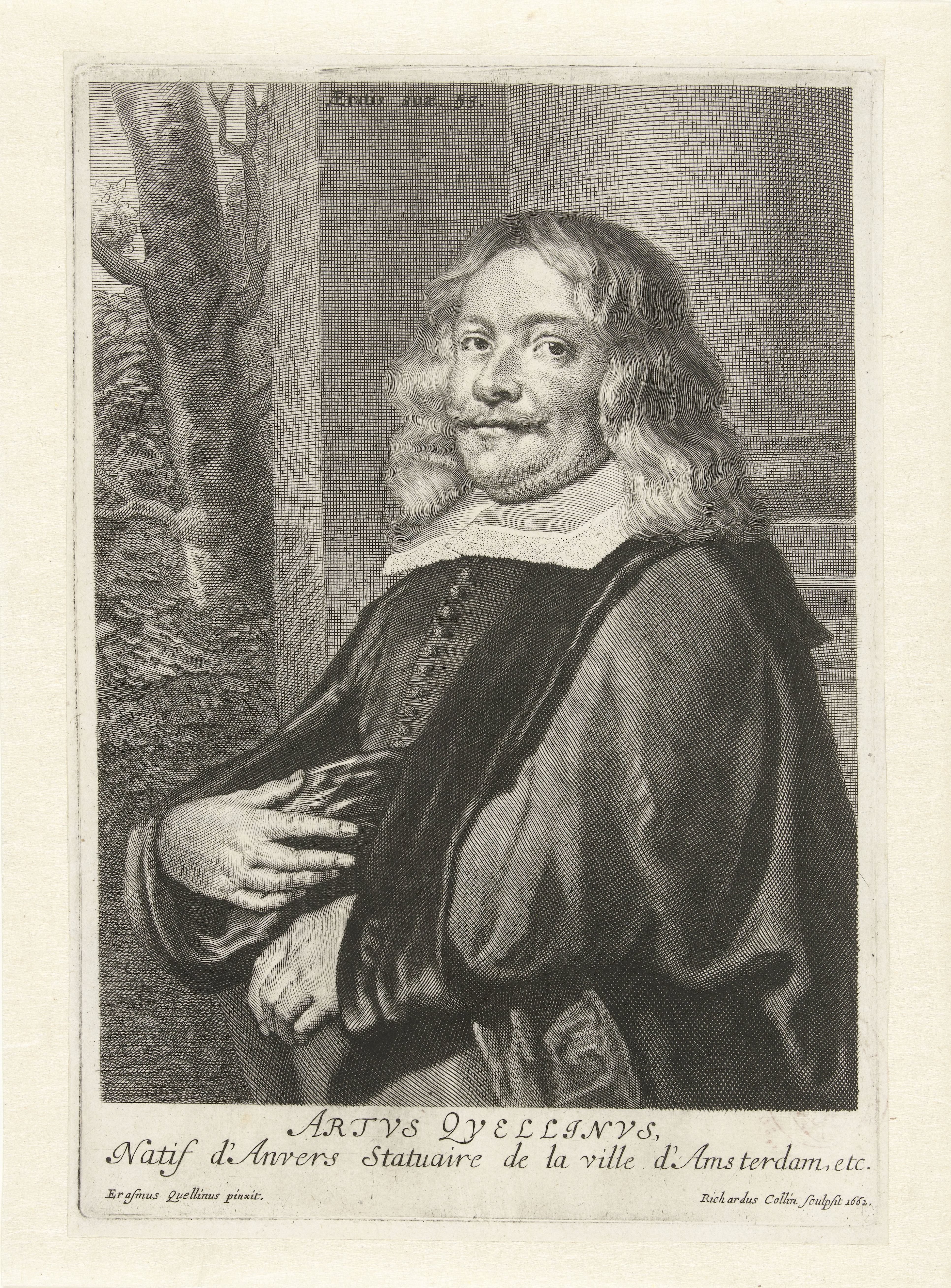 Portret van de beeldhouwer Artus Quellinus op 53-jarige leeftijd