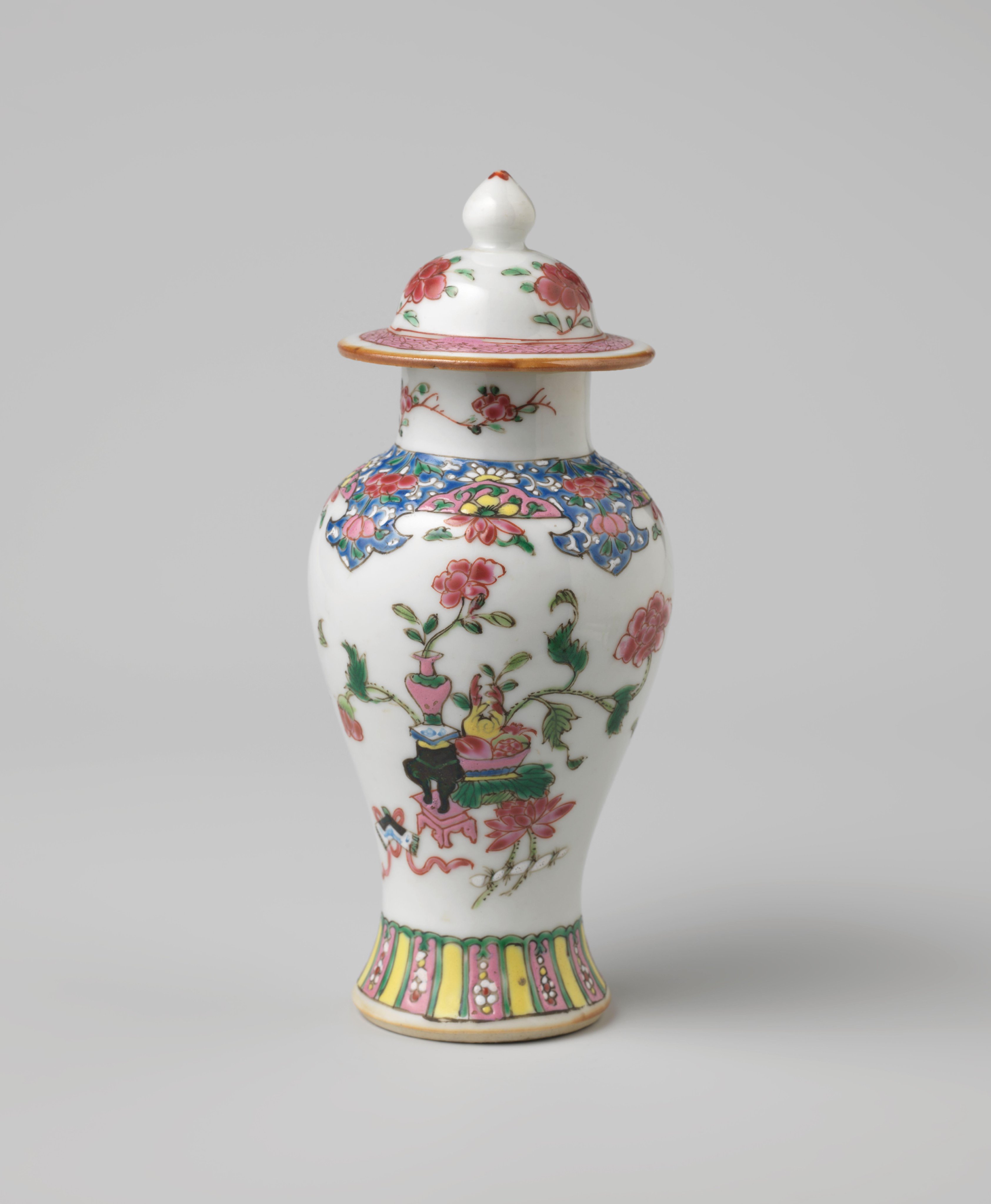 Baluster covered jar with floral scrolls and auspicious symbols