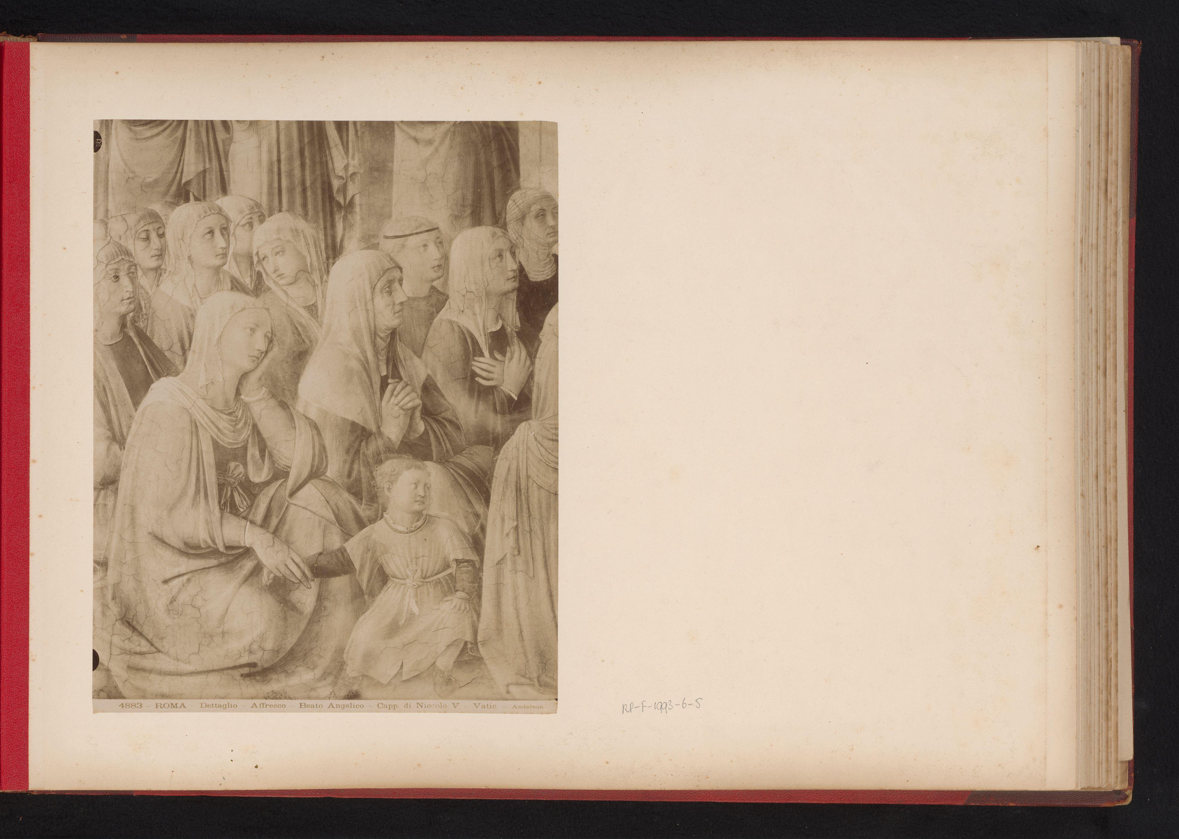 Fotoreproductie van een detail van fresco Prediking van de heilige Stefanus, door Fra Angelico, Kapel van Nicolaas V, Vaticaan