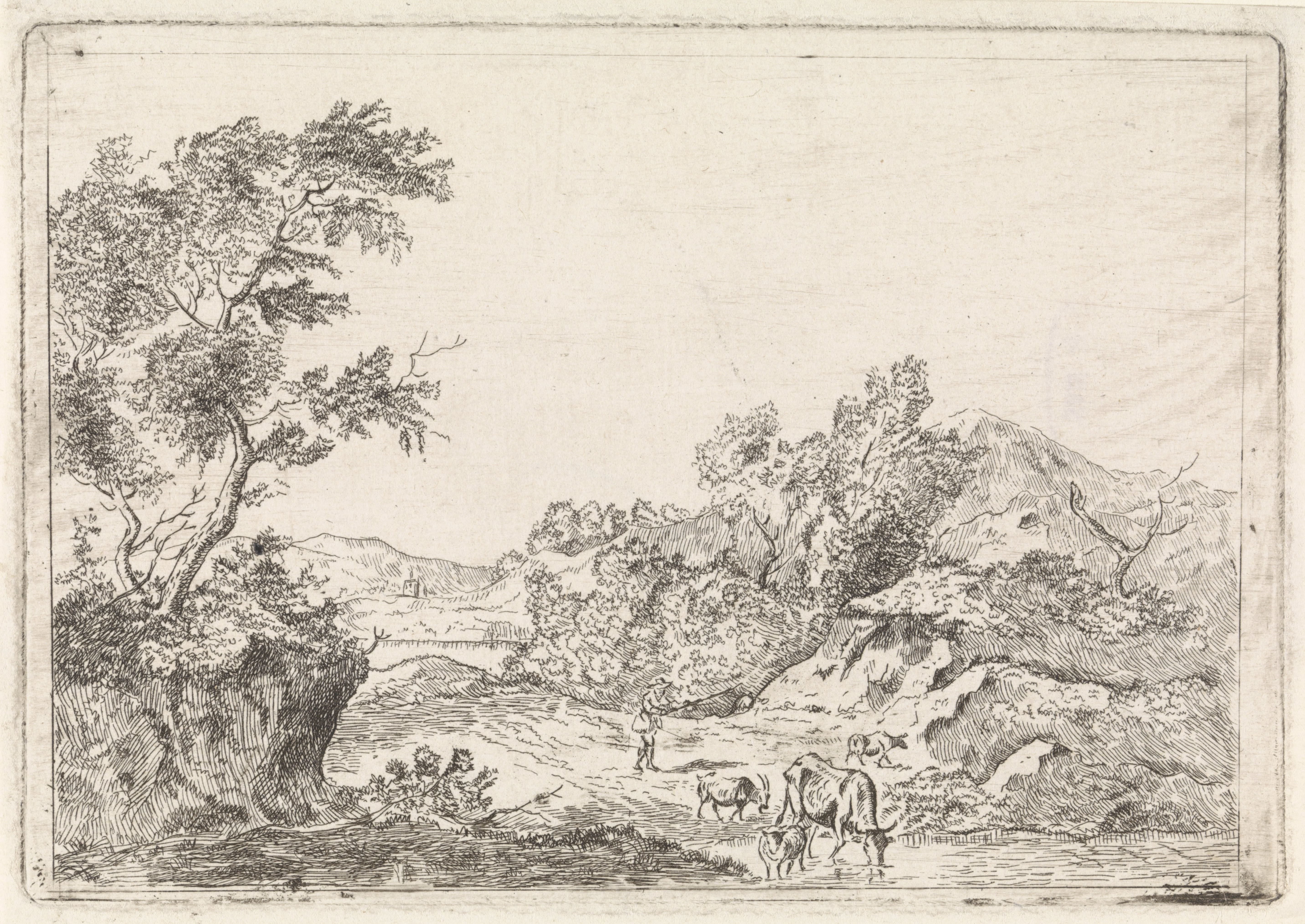 Bergachtig landschap met vee