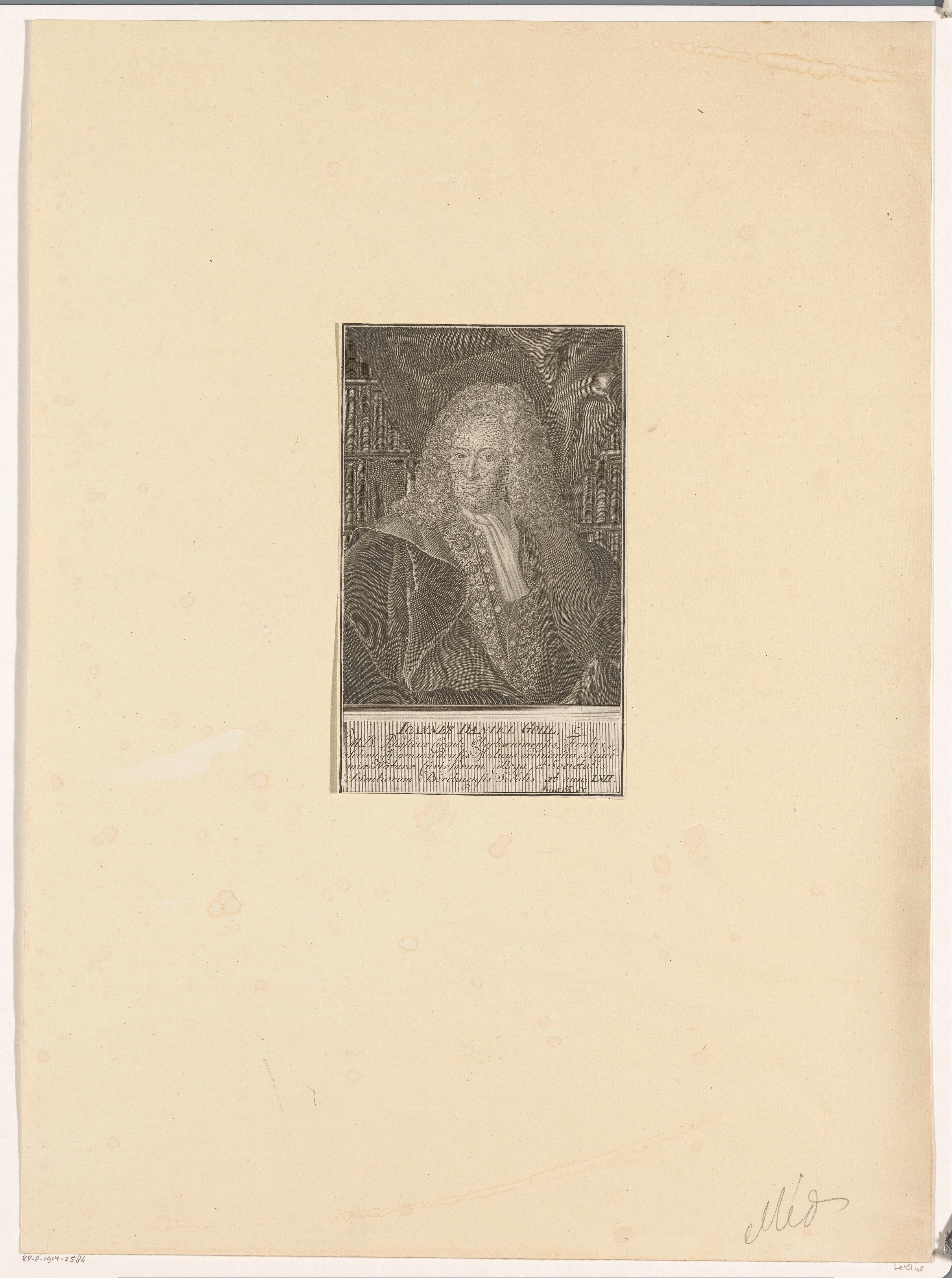 Portret van Johann Daniel Gohl