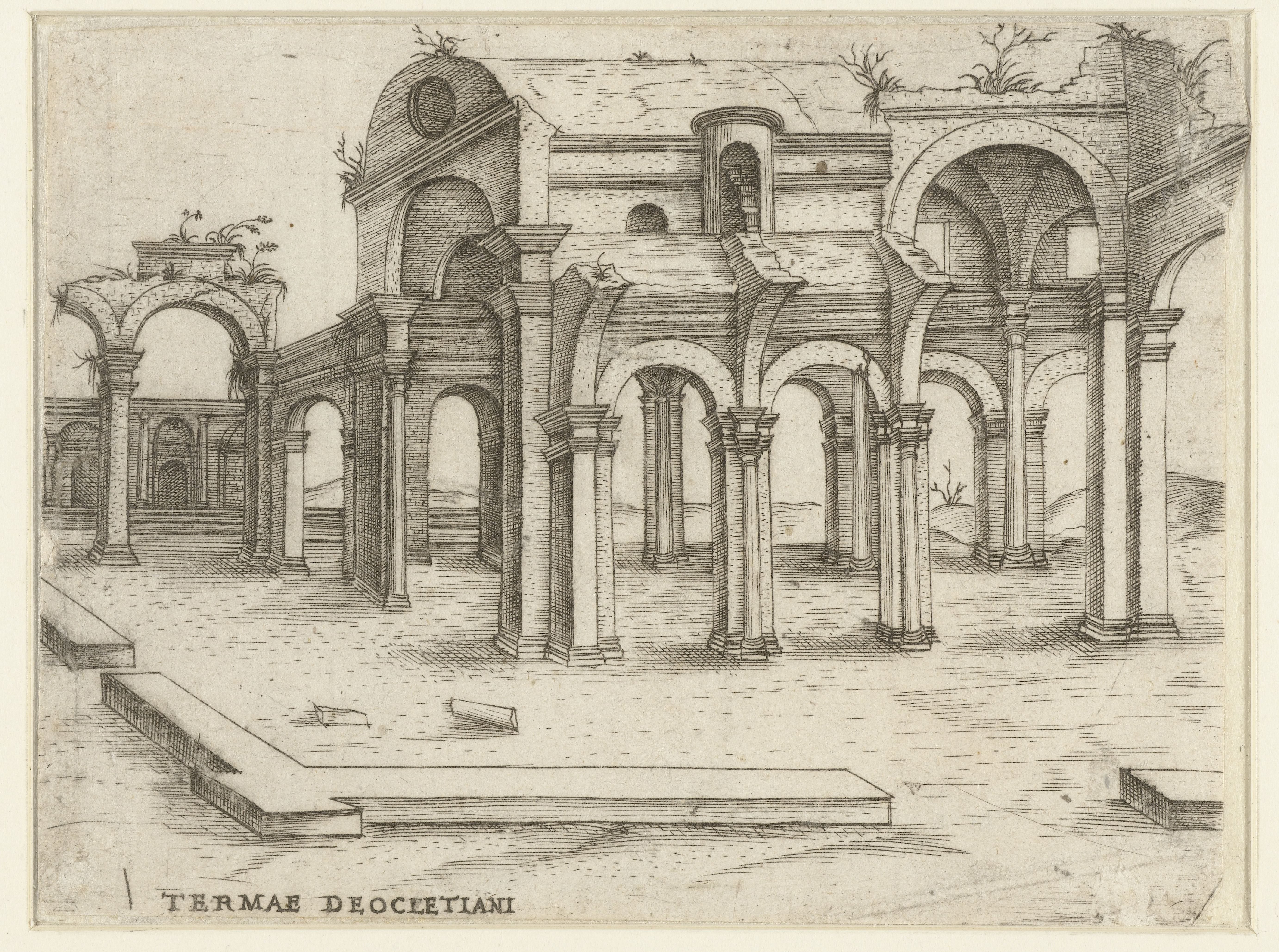 Vervallen klassiek badhuiscomplex (Thermen van Diocletianus)