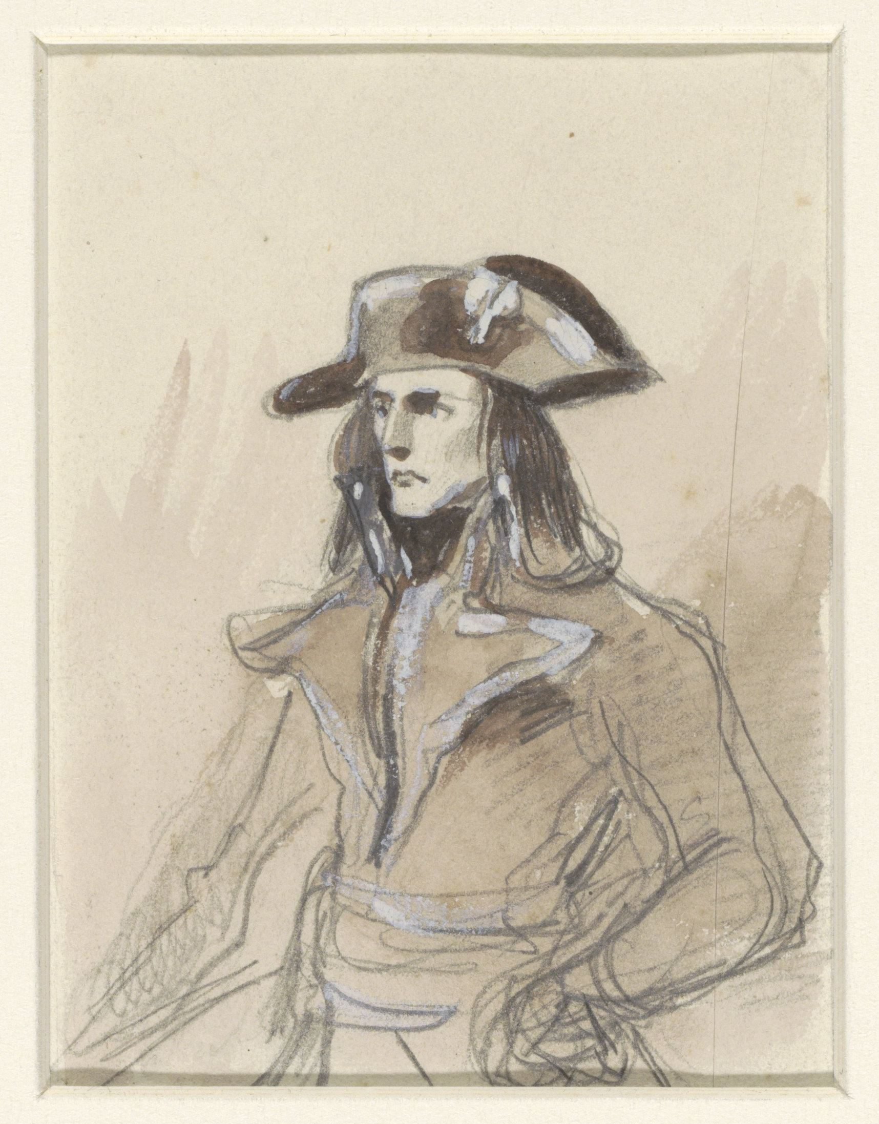 Portret van Napoleon, kniestuk, staand, driekwart naar links