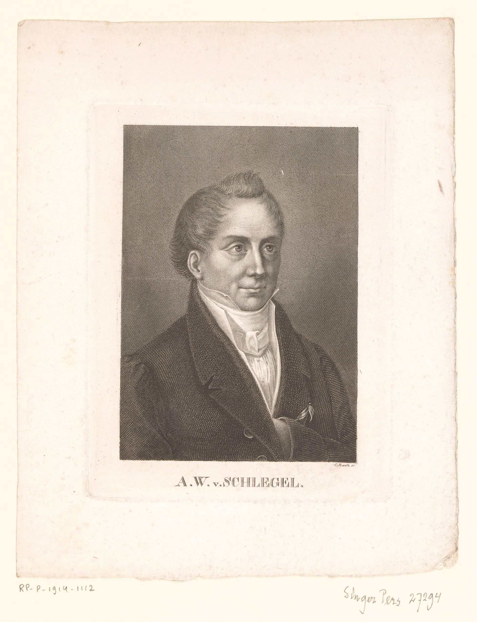 Portret van August Wilhelm von Schlegel