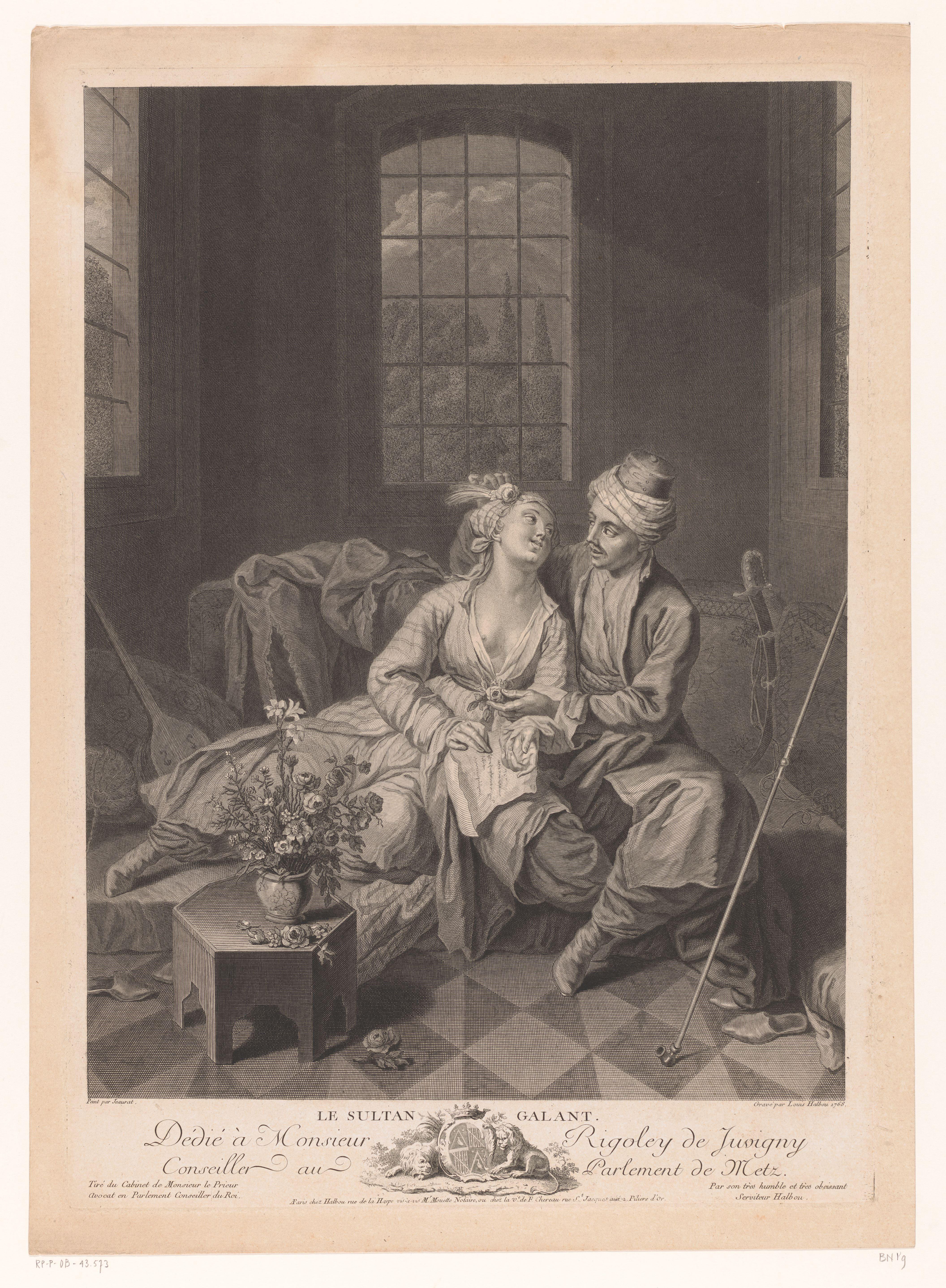 Twee geliefden in een interieur