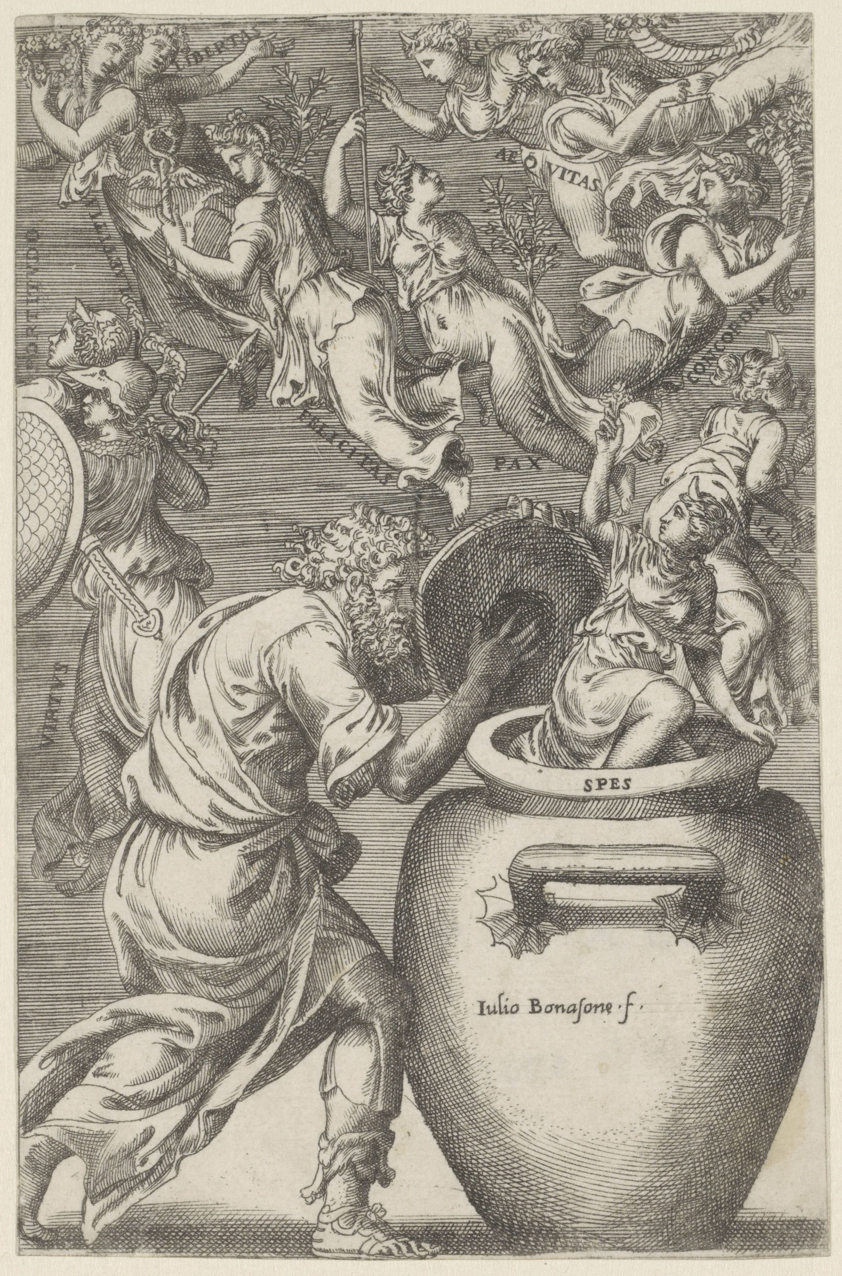 Epimetheus opent de urn van Pandora