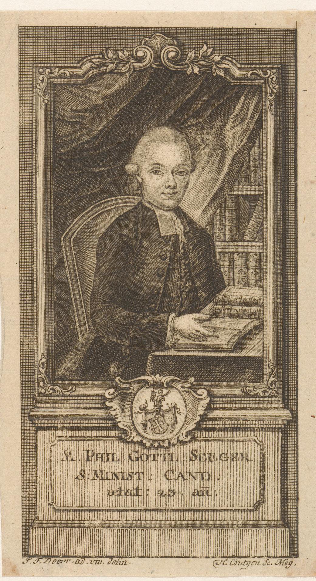 Portret van Philipp Gottlieb Seeger op 23-jarige leeftijd