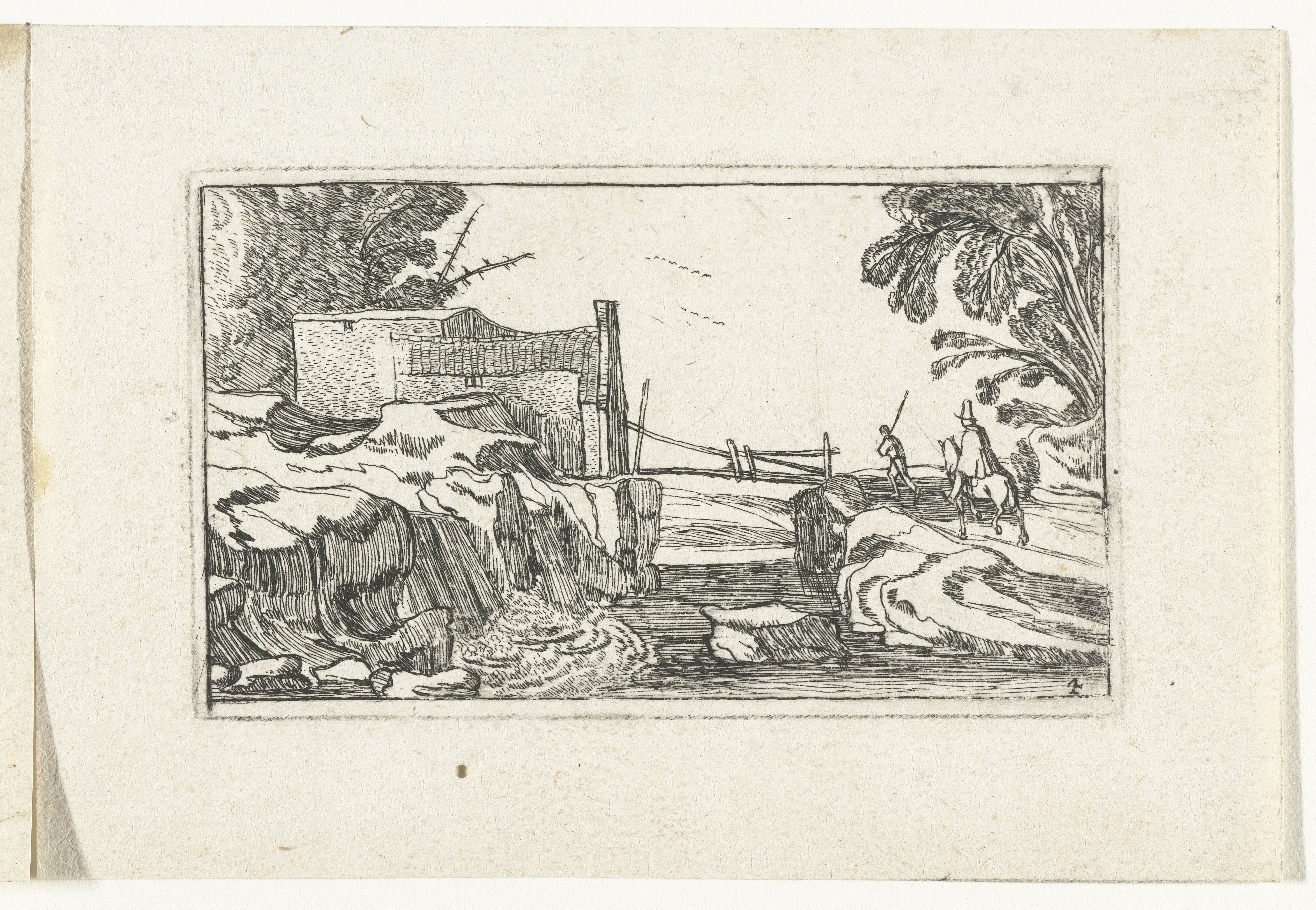 Weg langs een waterval