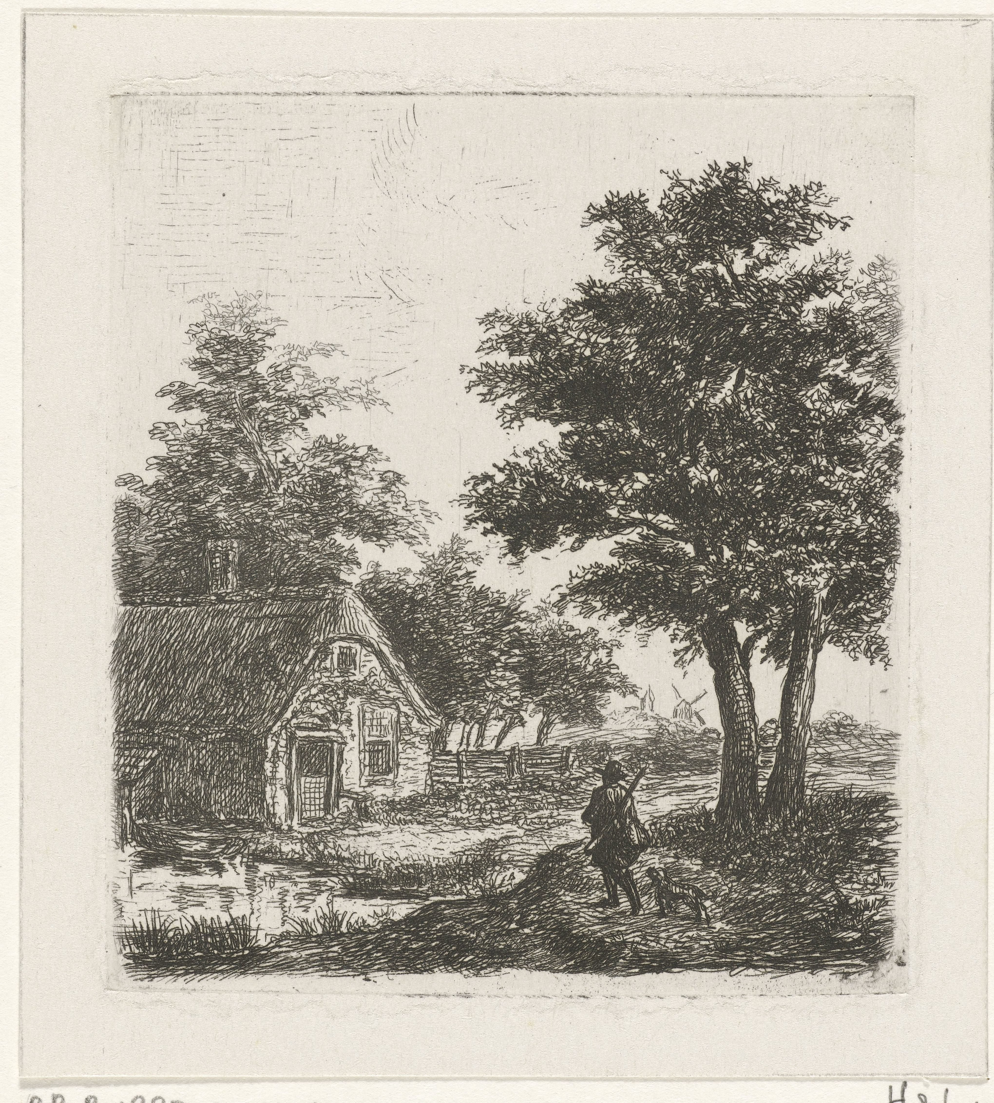 Jager in een landschap
