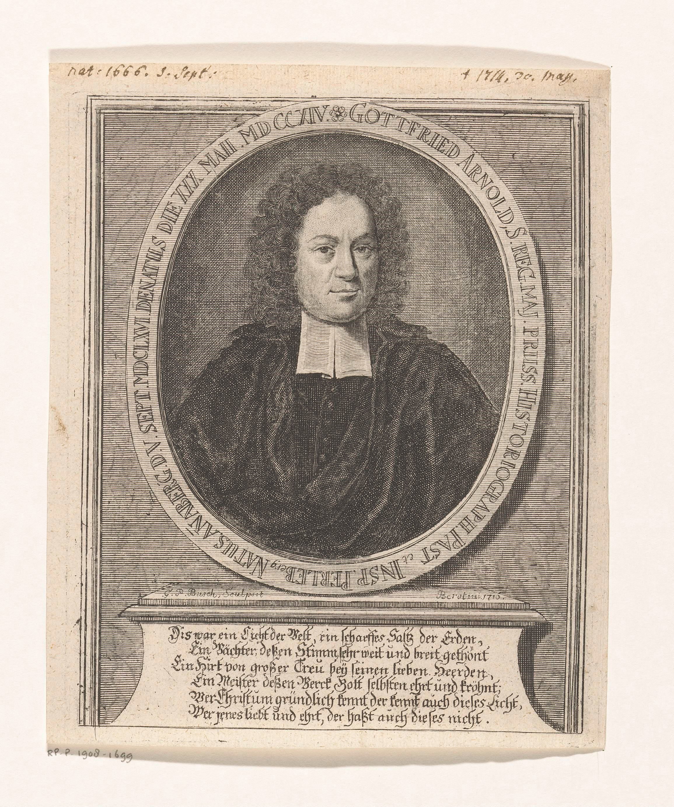 Portret van Gottfried Arnold