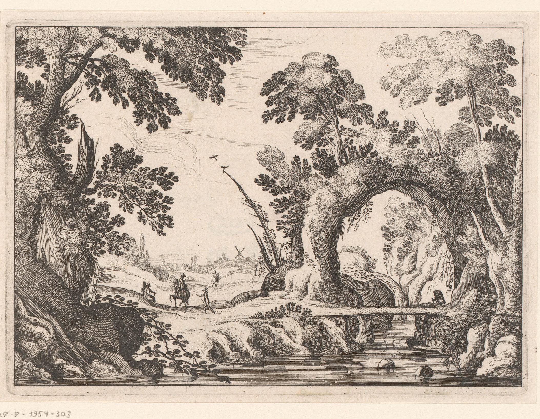 Landschap met brug over rivier
