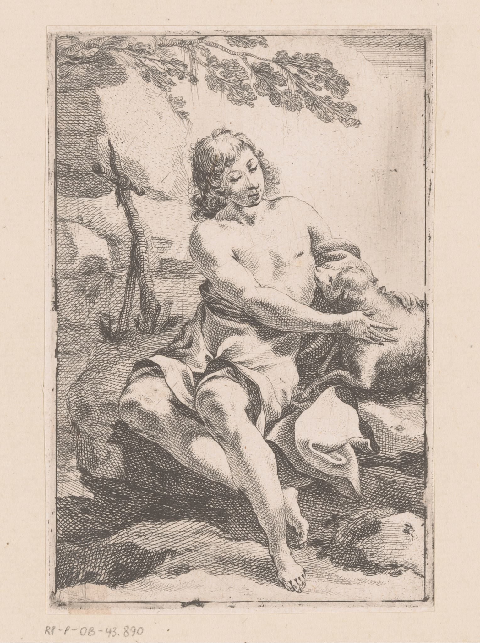 Johannes de Doper met een schaap en het kruis