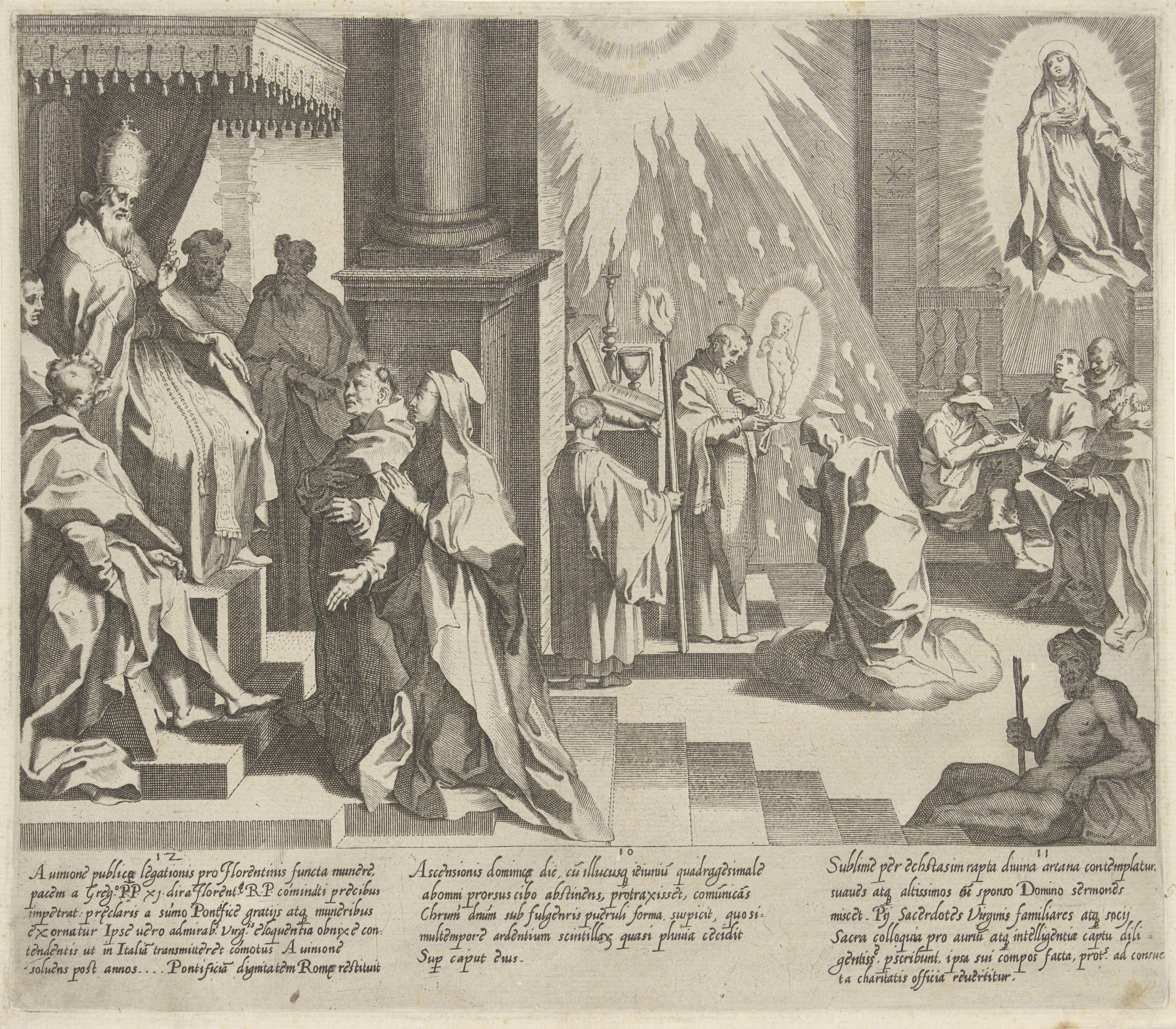 Catharina vraagt paus Gregorius XI om terug te keren naar Rome / Christus verschijnt aan Catharina / Catharina verschijnt aan geleerden