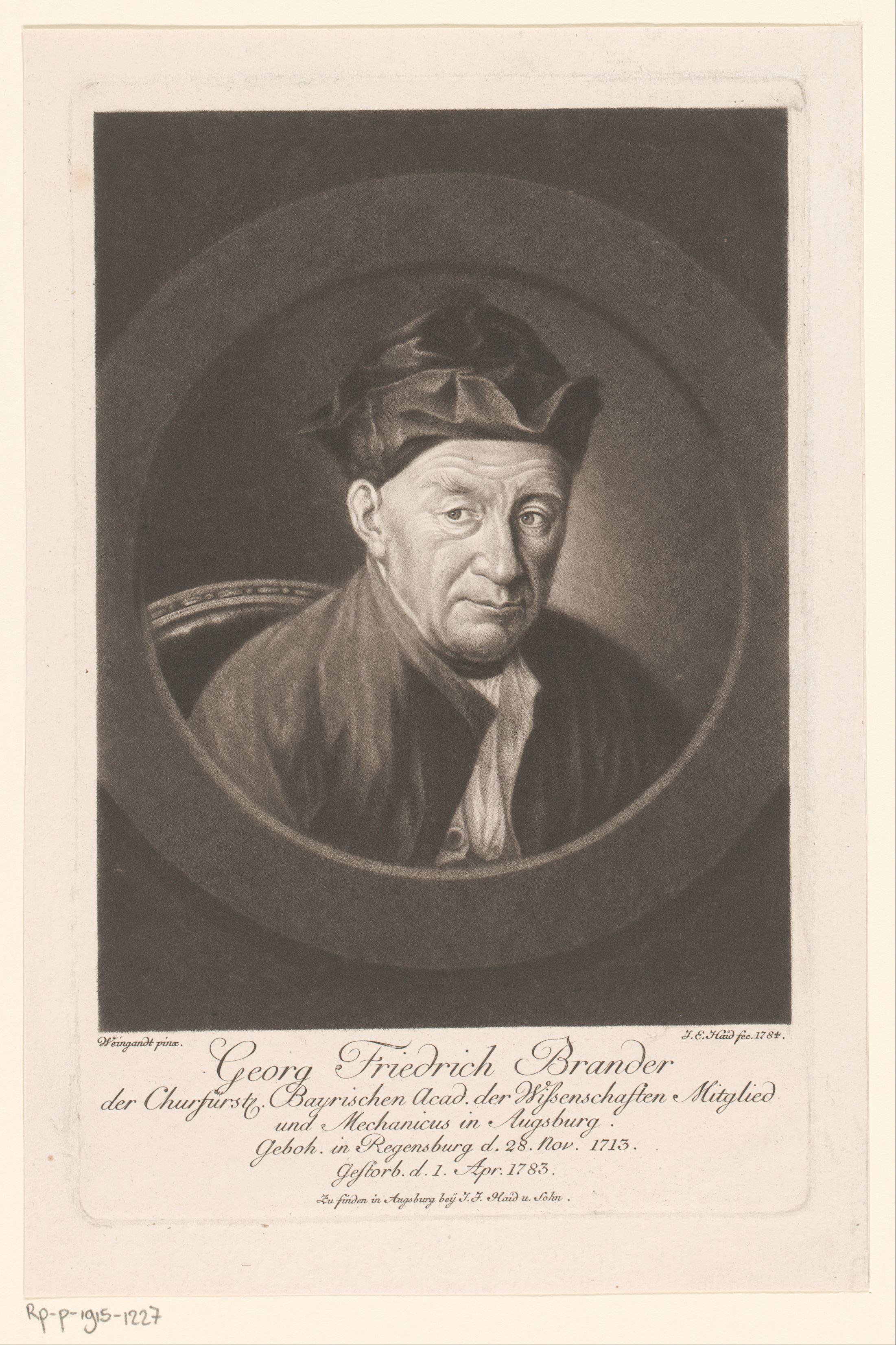 Portret van Georg Friedrich Brander