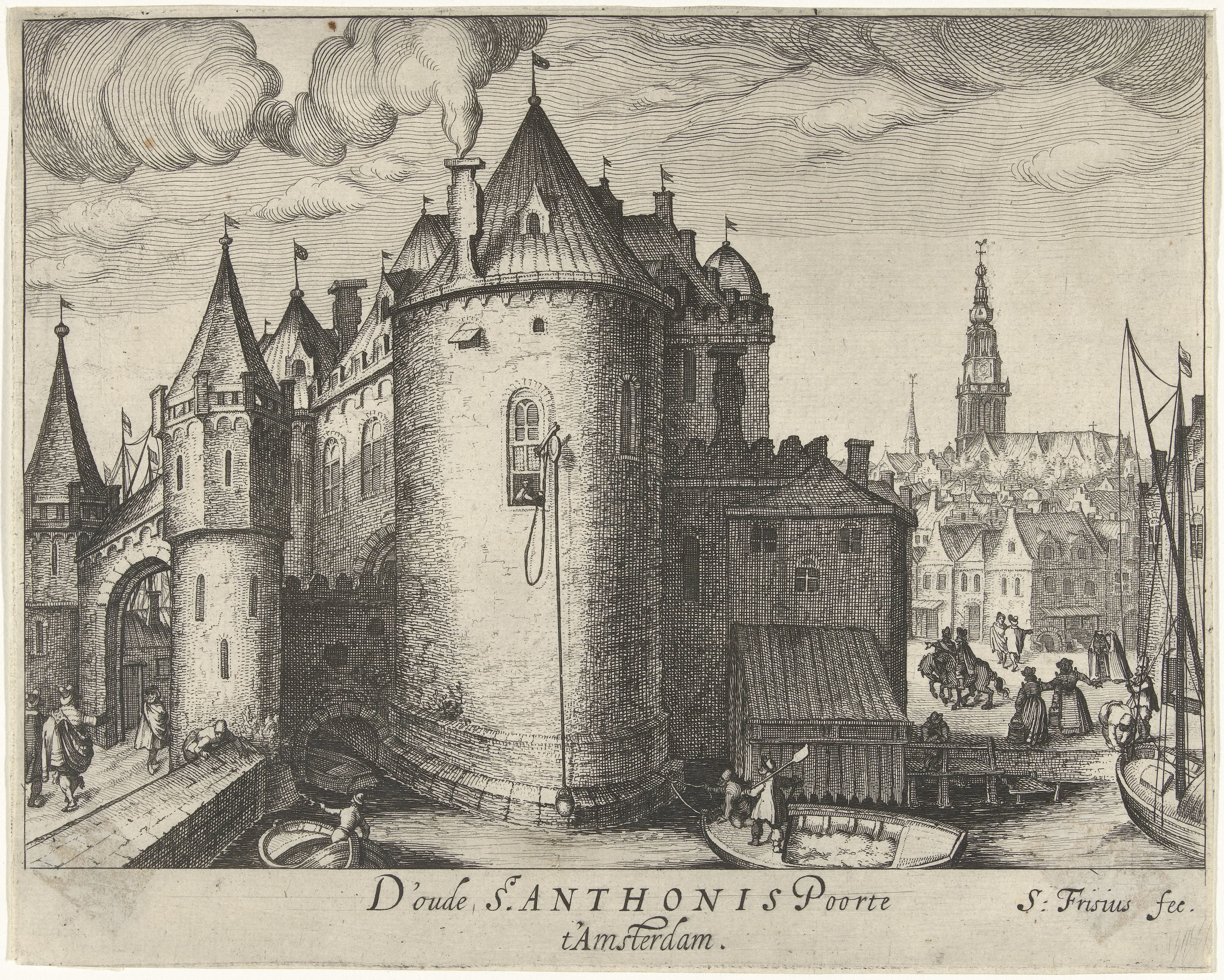 Gezicht op de Eerste Sint-Antoniespoort te Amsterdam