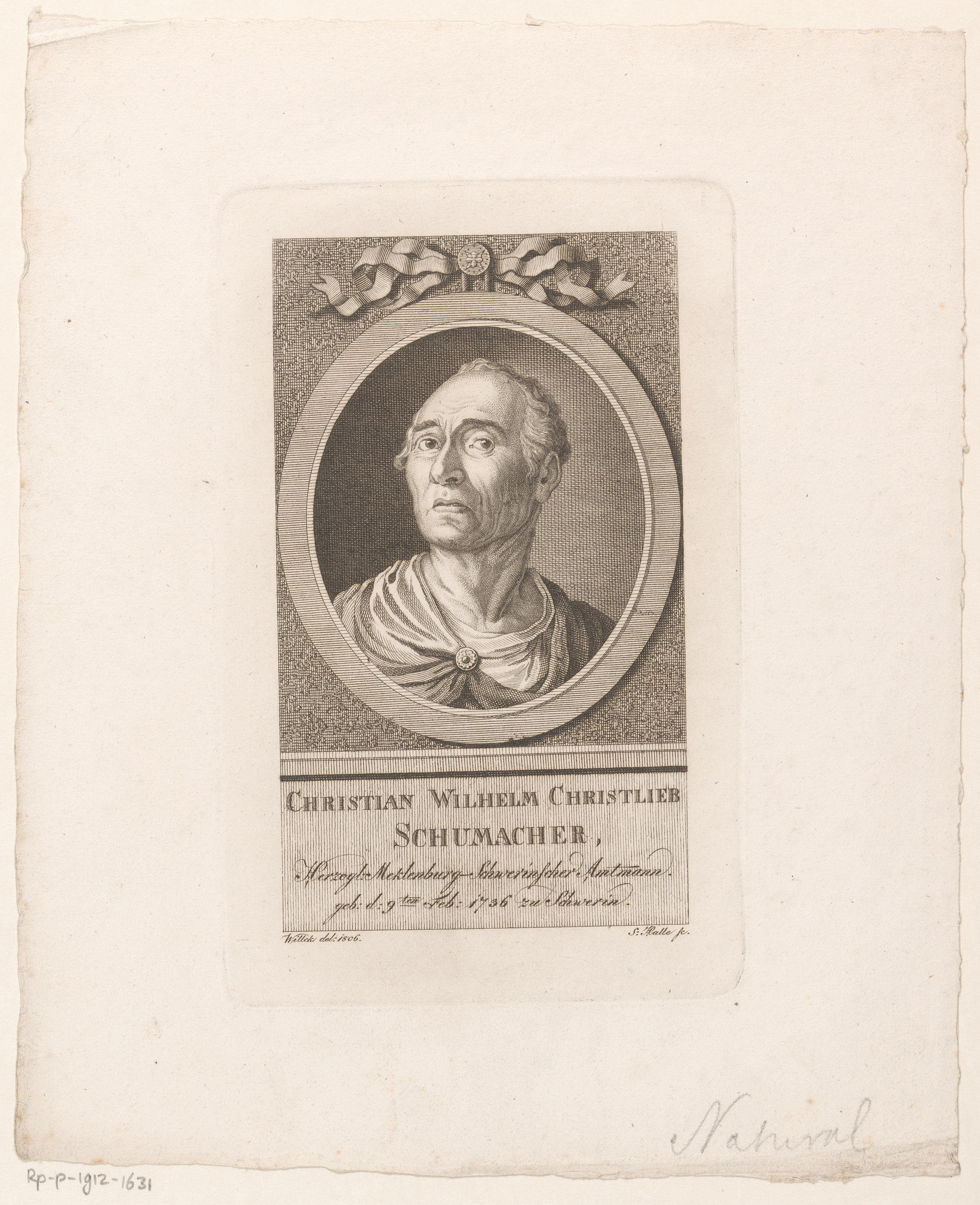 Portret van Christian Wilhelm Christlieb Schumacher