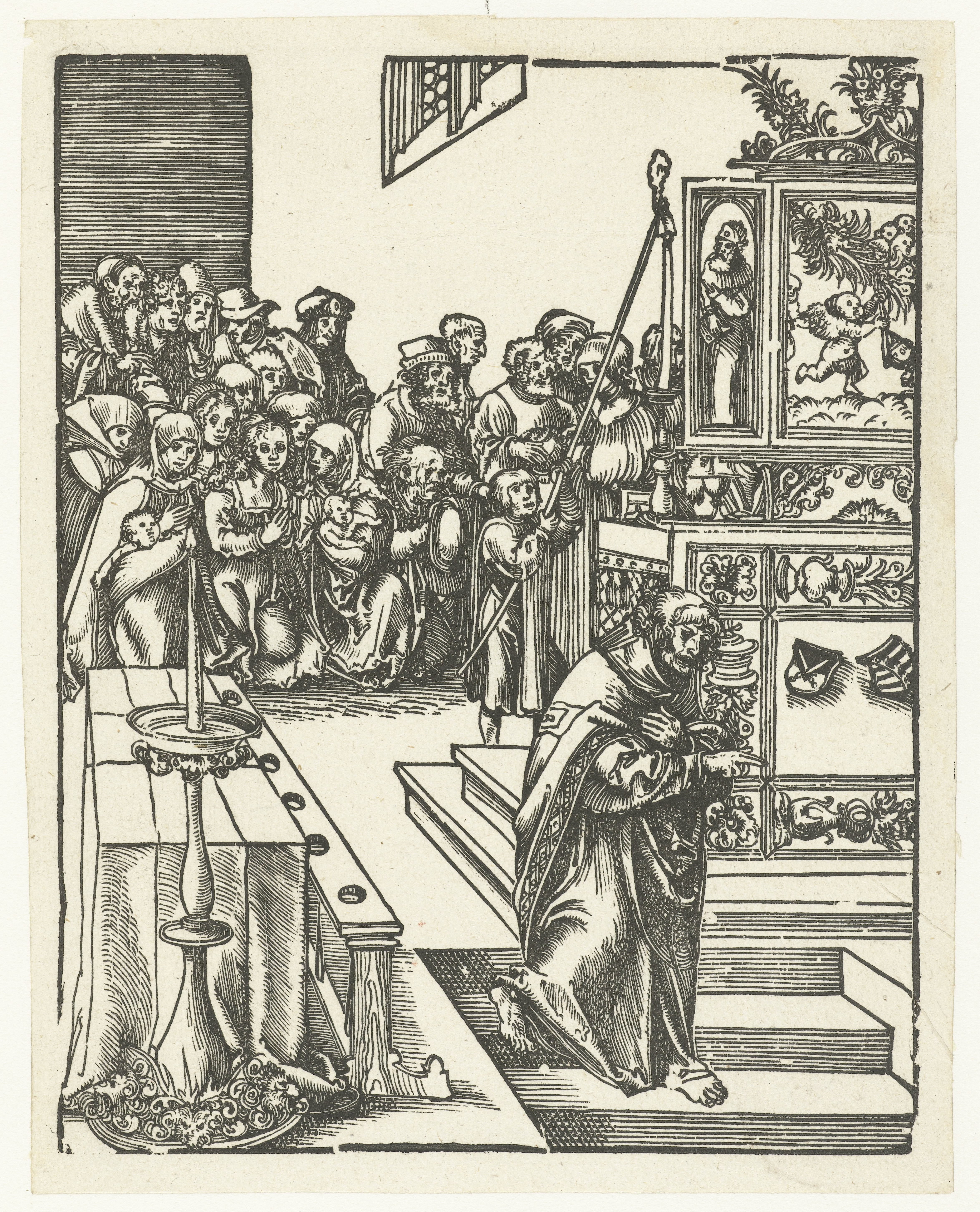Johannes de Evangelist daalt af in eigen graf