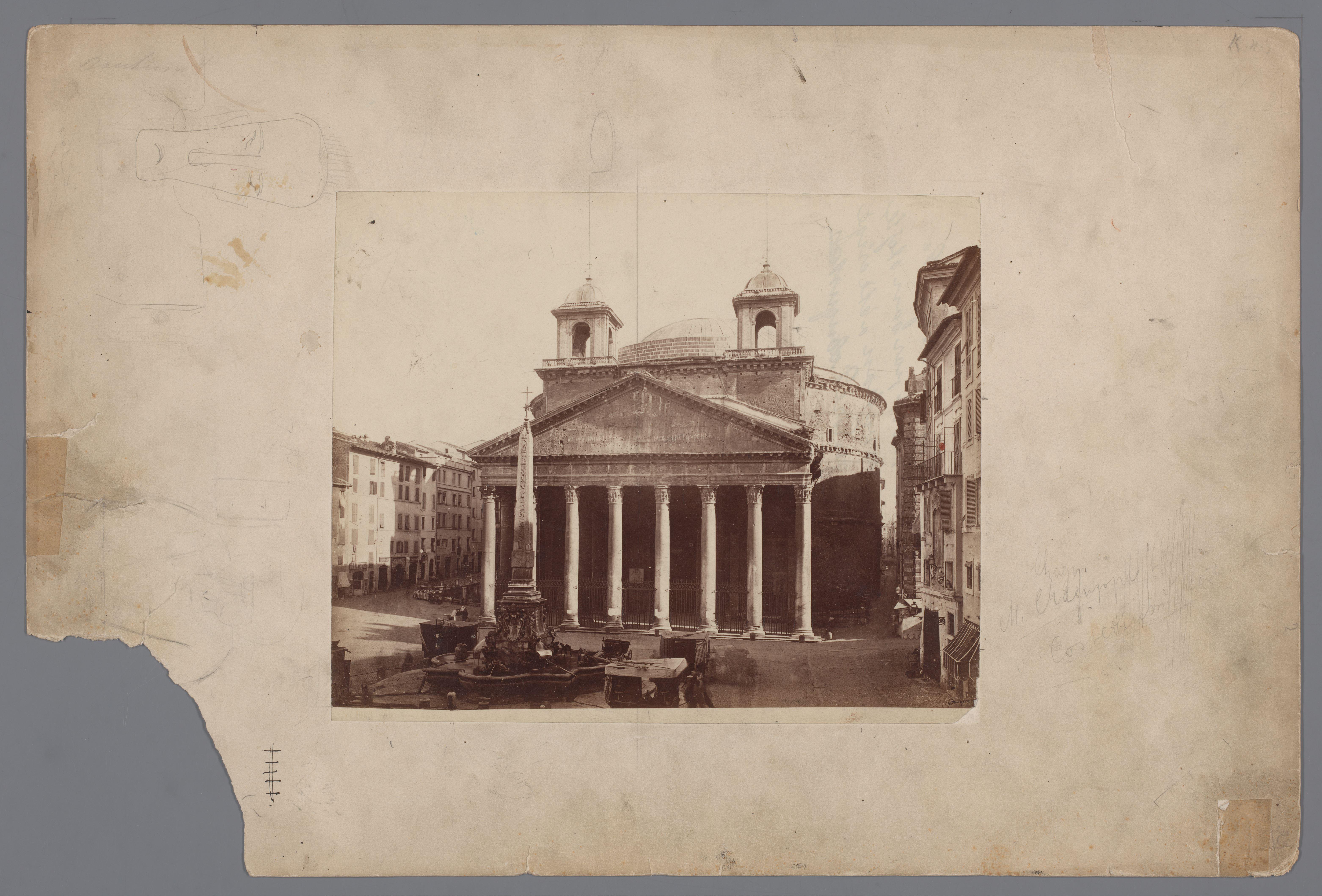 Gezicht op het Pantheonen de Macuteo obelisk te Rome, Italië