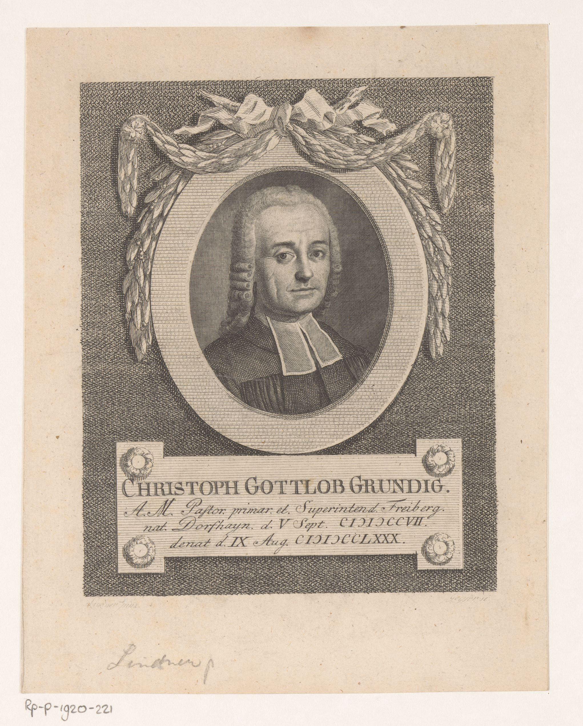 Portret van Christoph Gottlob Gründig