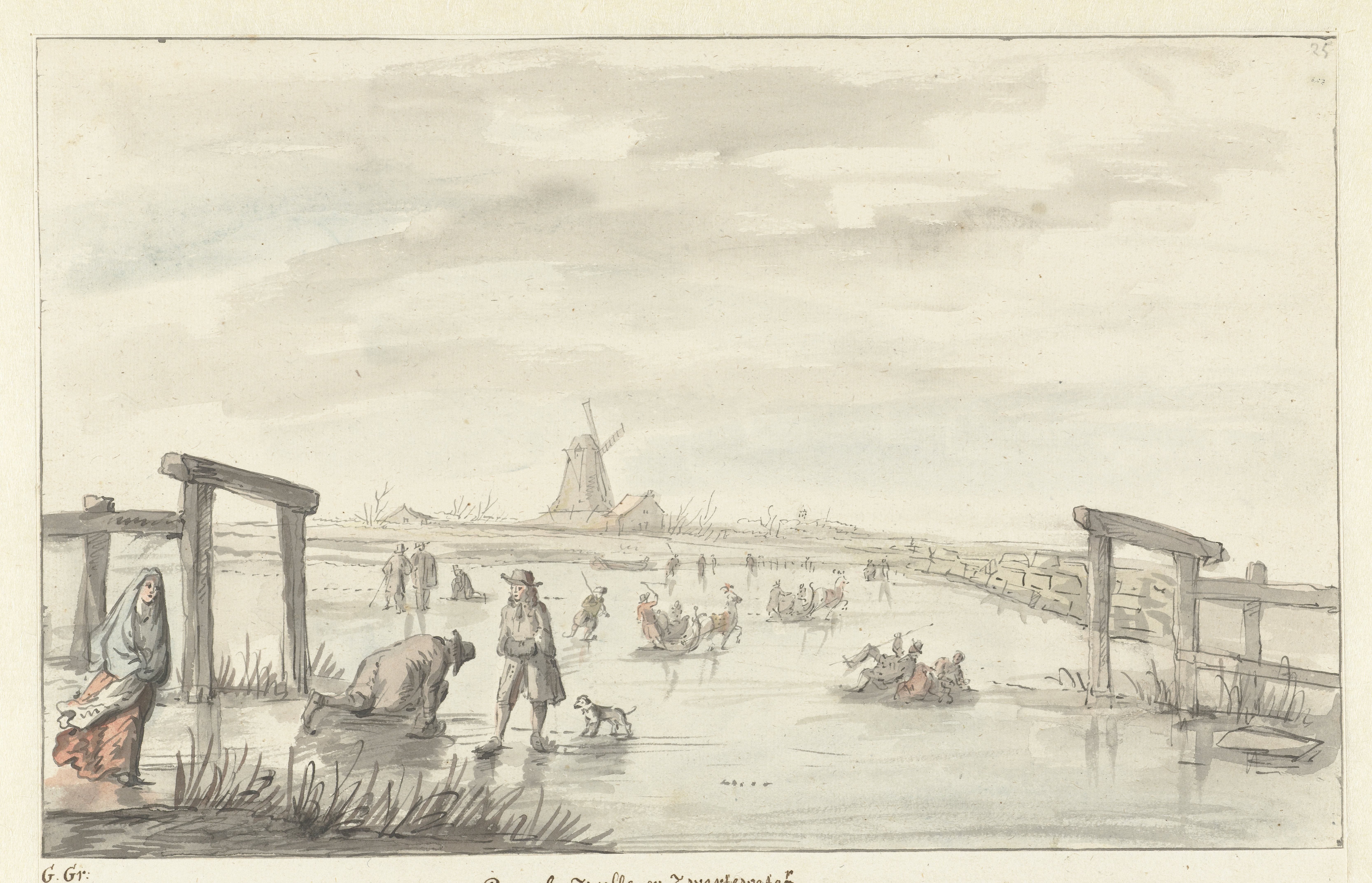 Wintergezicht te Boom, van het Zwarte Water bij Zwolle