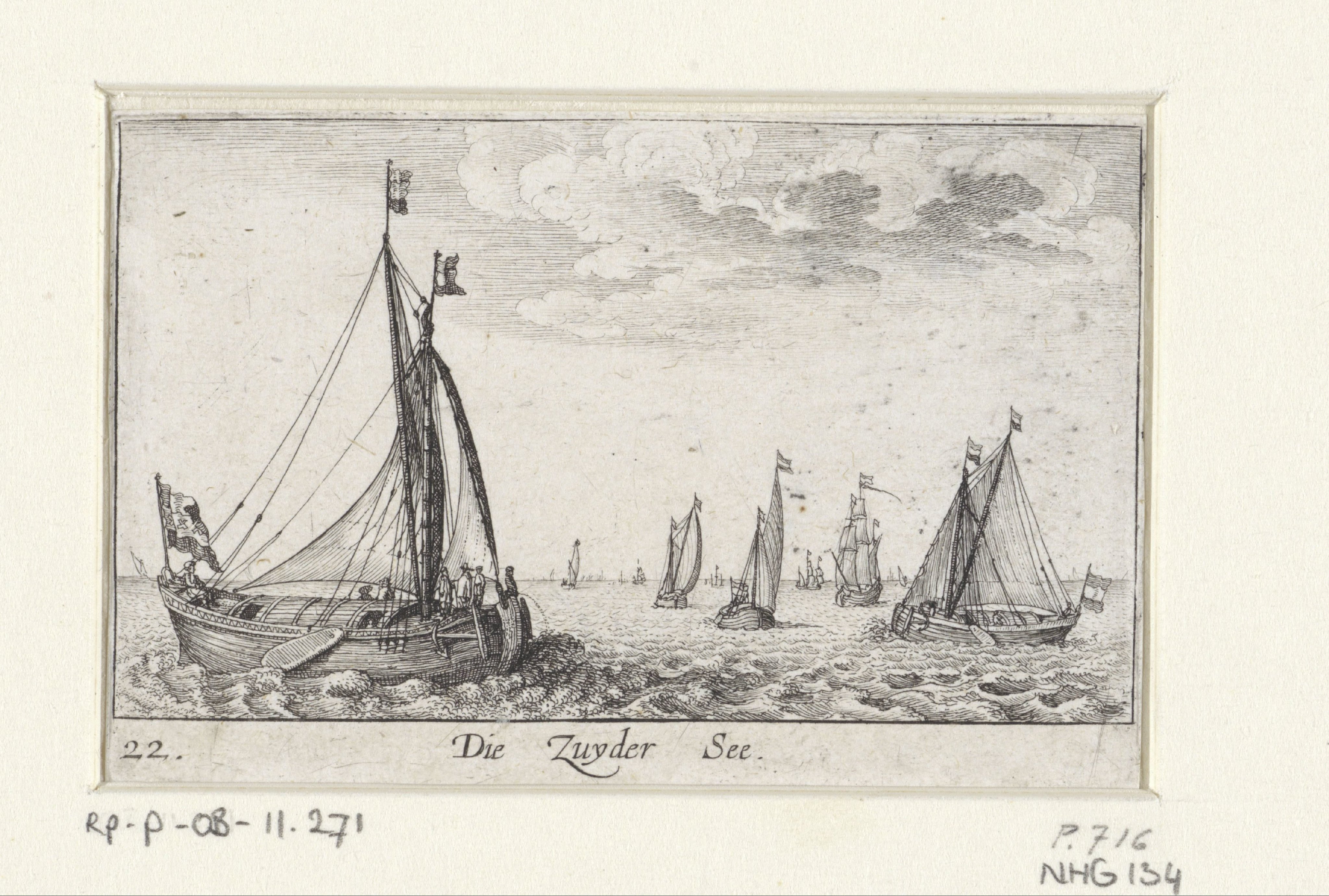 Gezicht op de Zuiderzee met zeilschepen