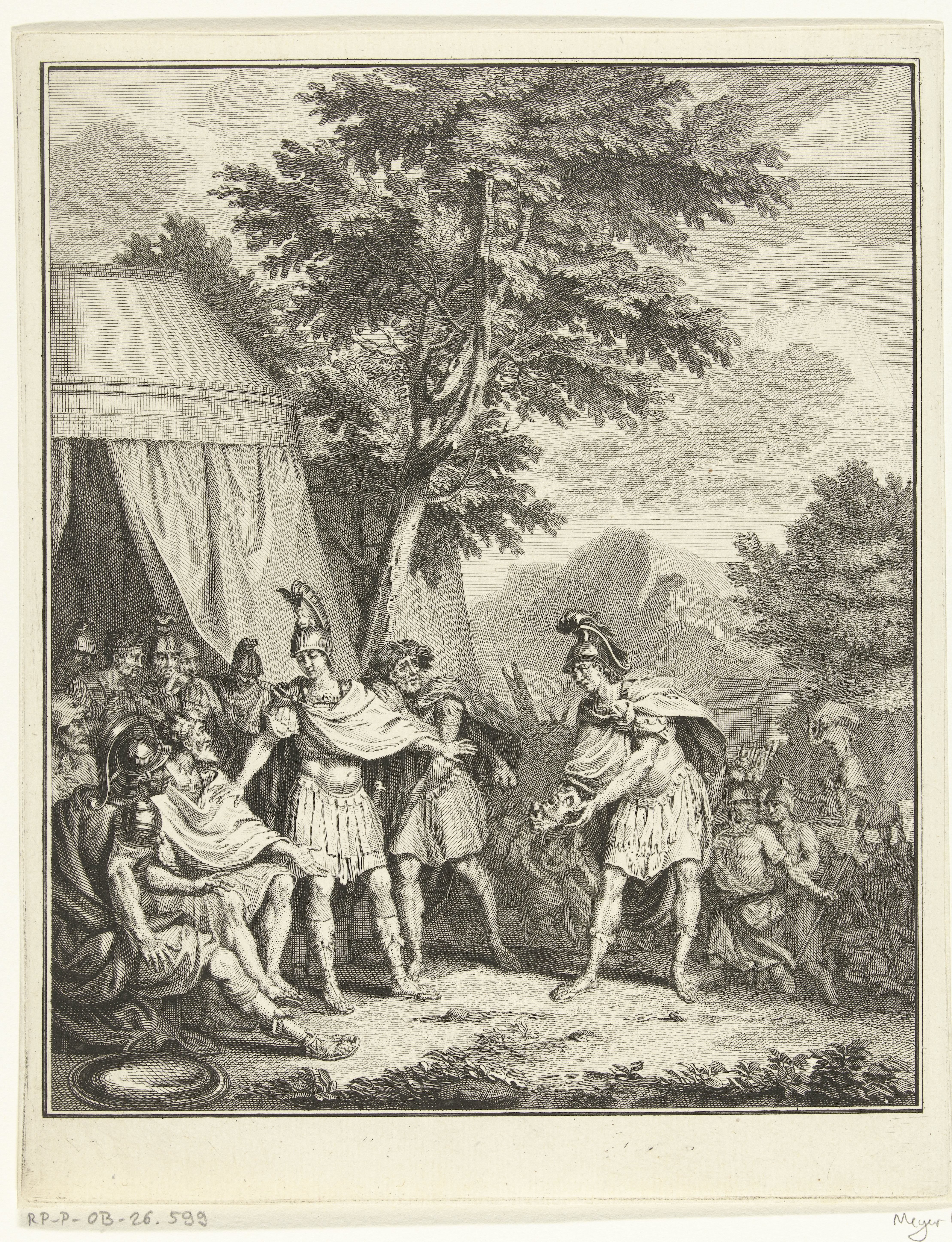 Telemachus toont het hoofd van Iphikles aan Adrastus
