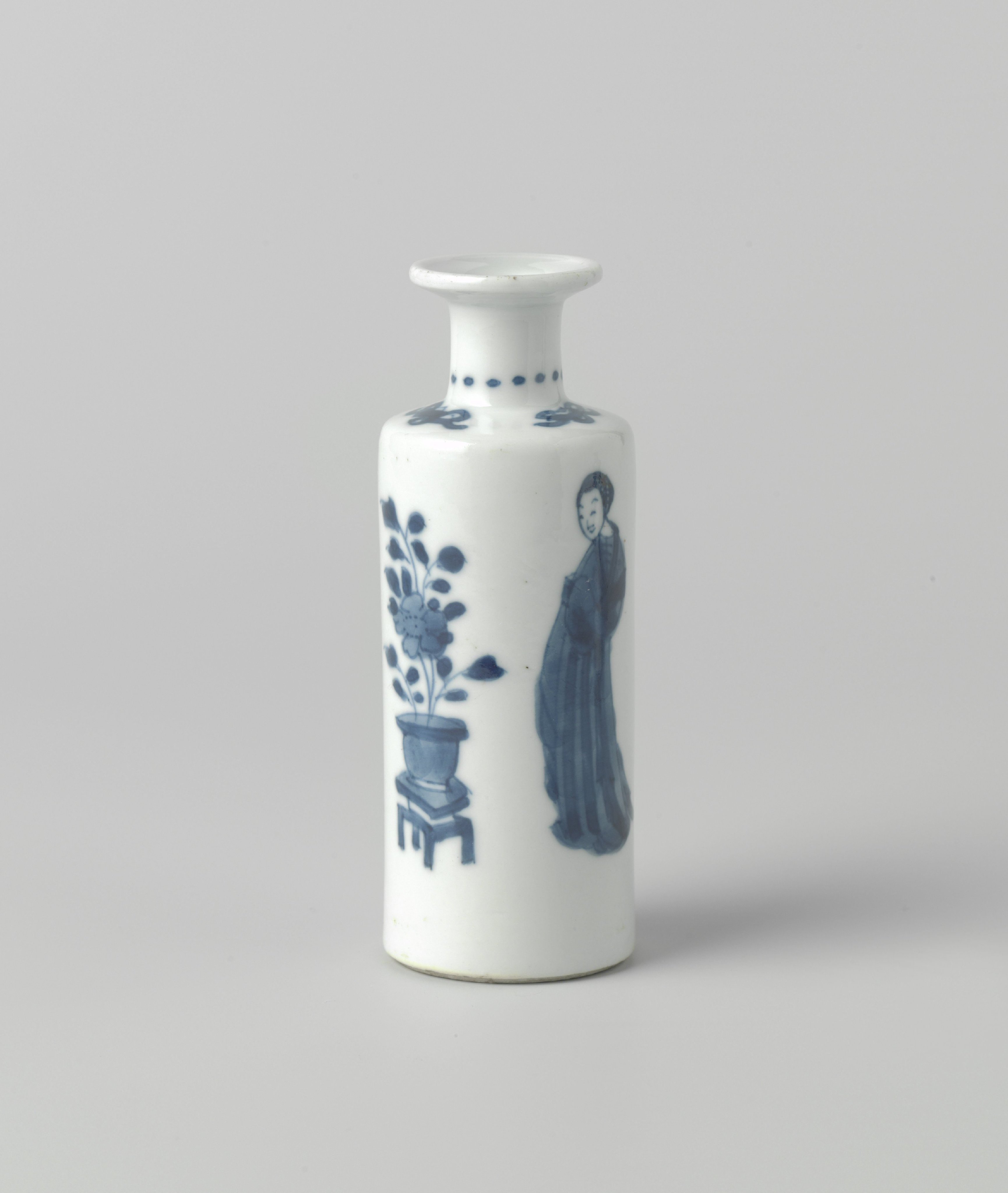Cilindrical vase with women and flower pots