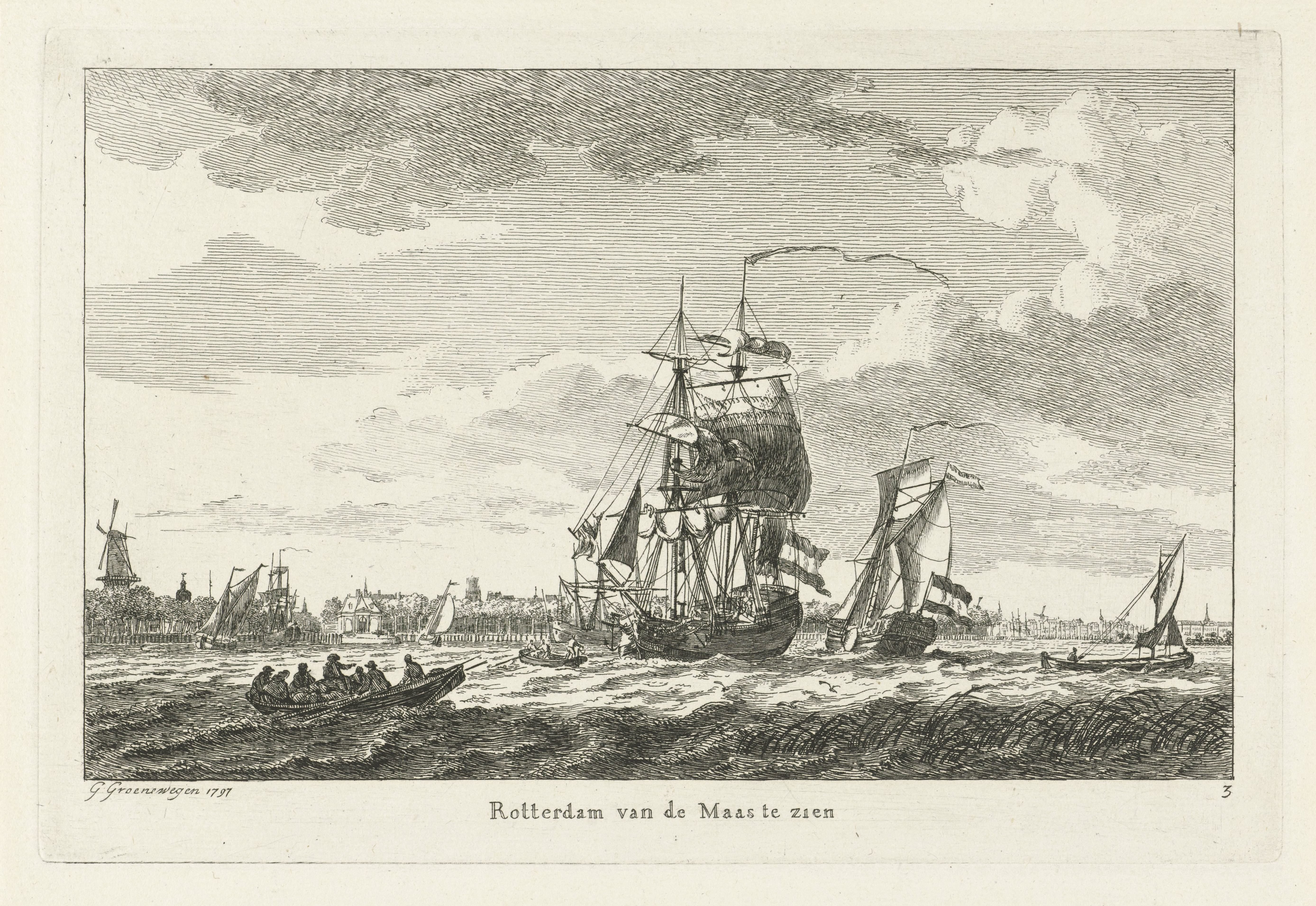 Gezicht op Rotterdam gezien vanaf de Maas