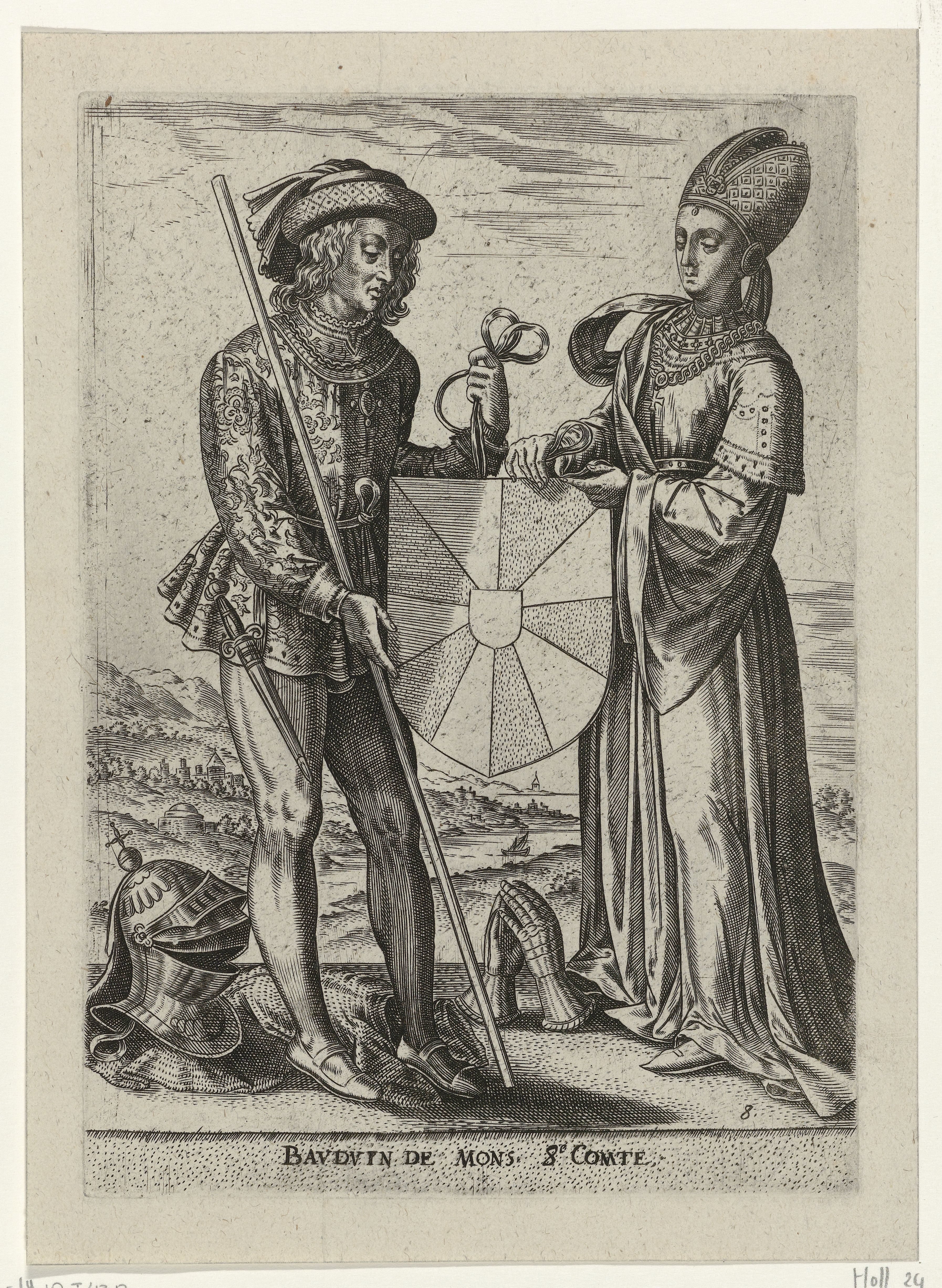 Portret van Boudewijn VI, graaf van Vlaanderen en Richilde, gravin van Henegouwen