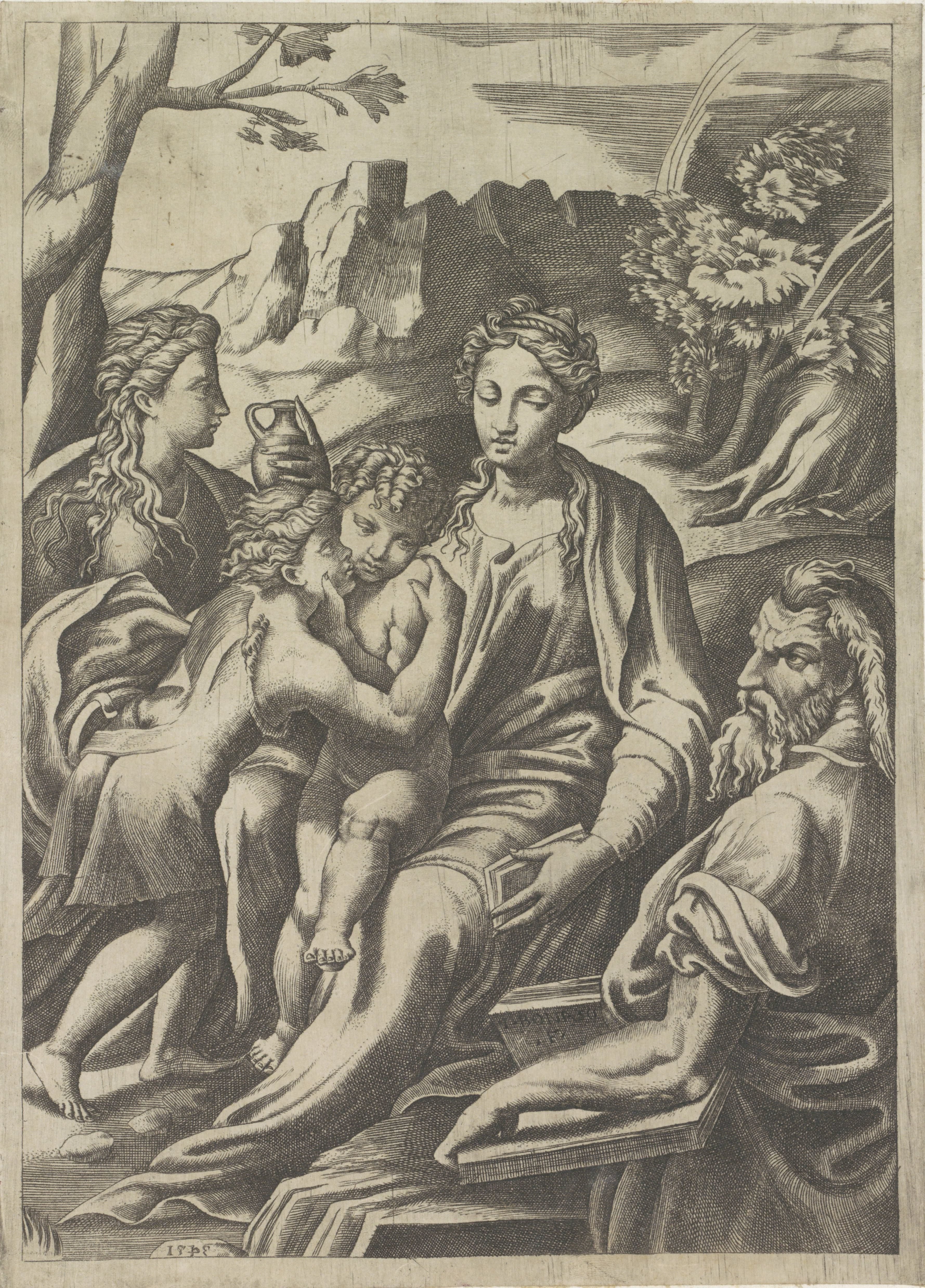 Heilige Familie met de jonge Johannes de Doper en Maria Magdalena