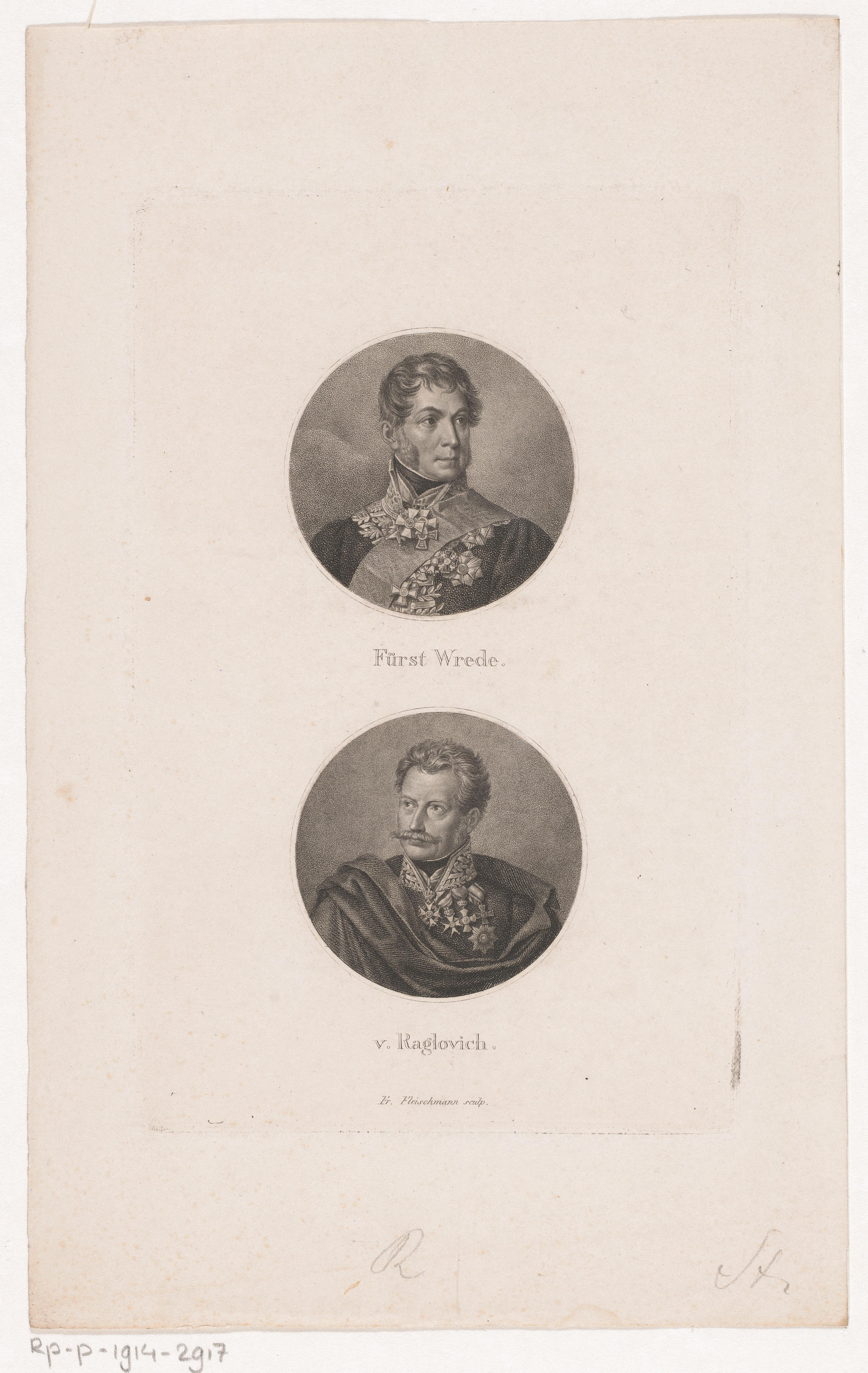 Twee portretten van Clemens von Raglovich en Carl Philipp von Wrede