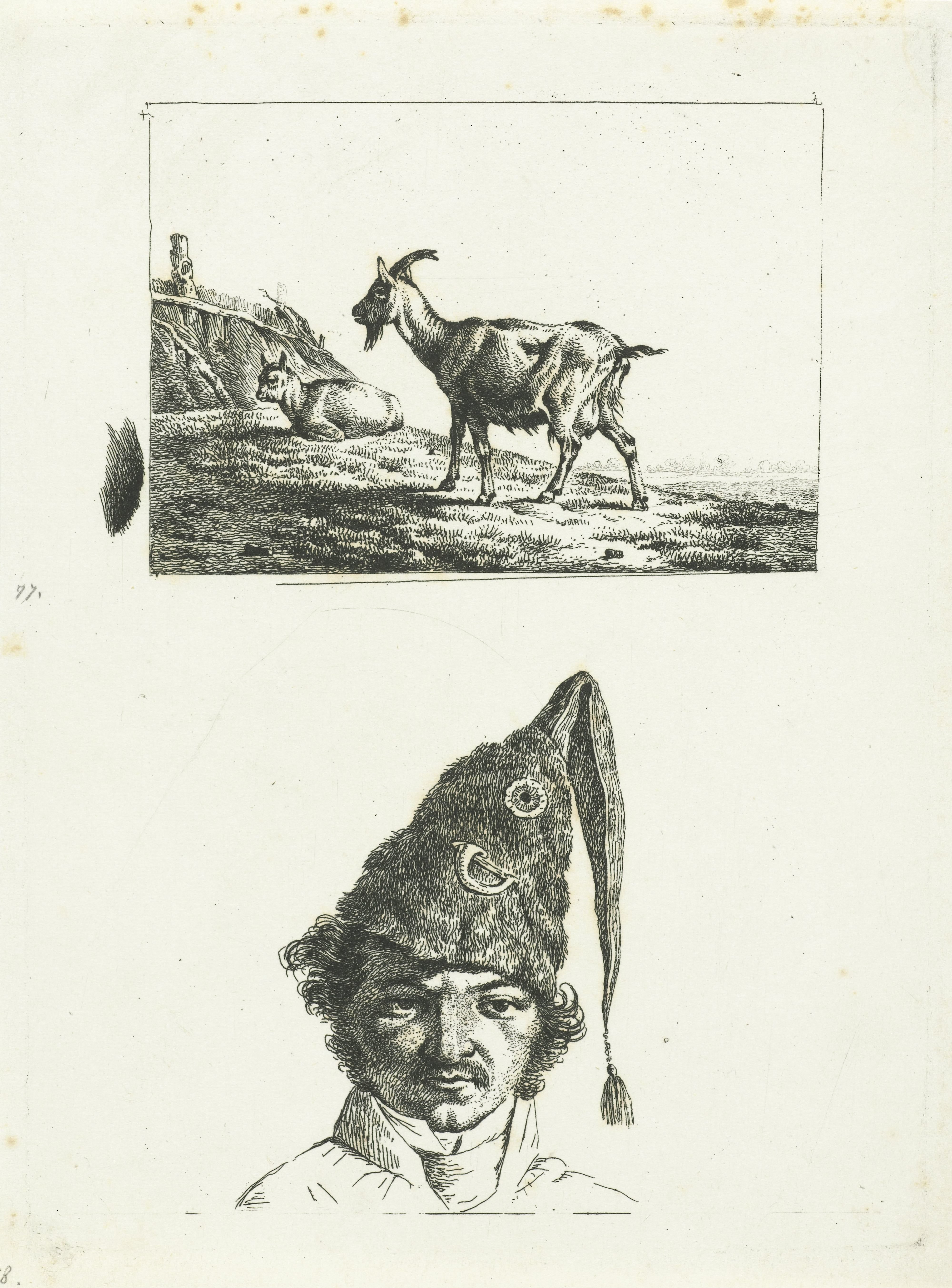 Geit en bok en een soldatenkop