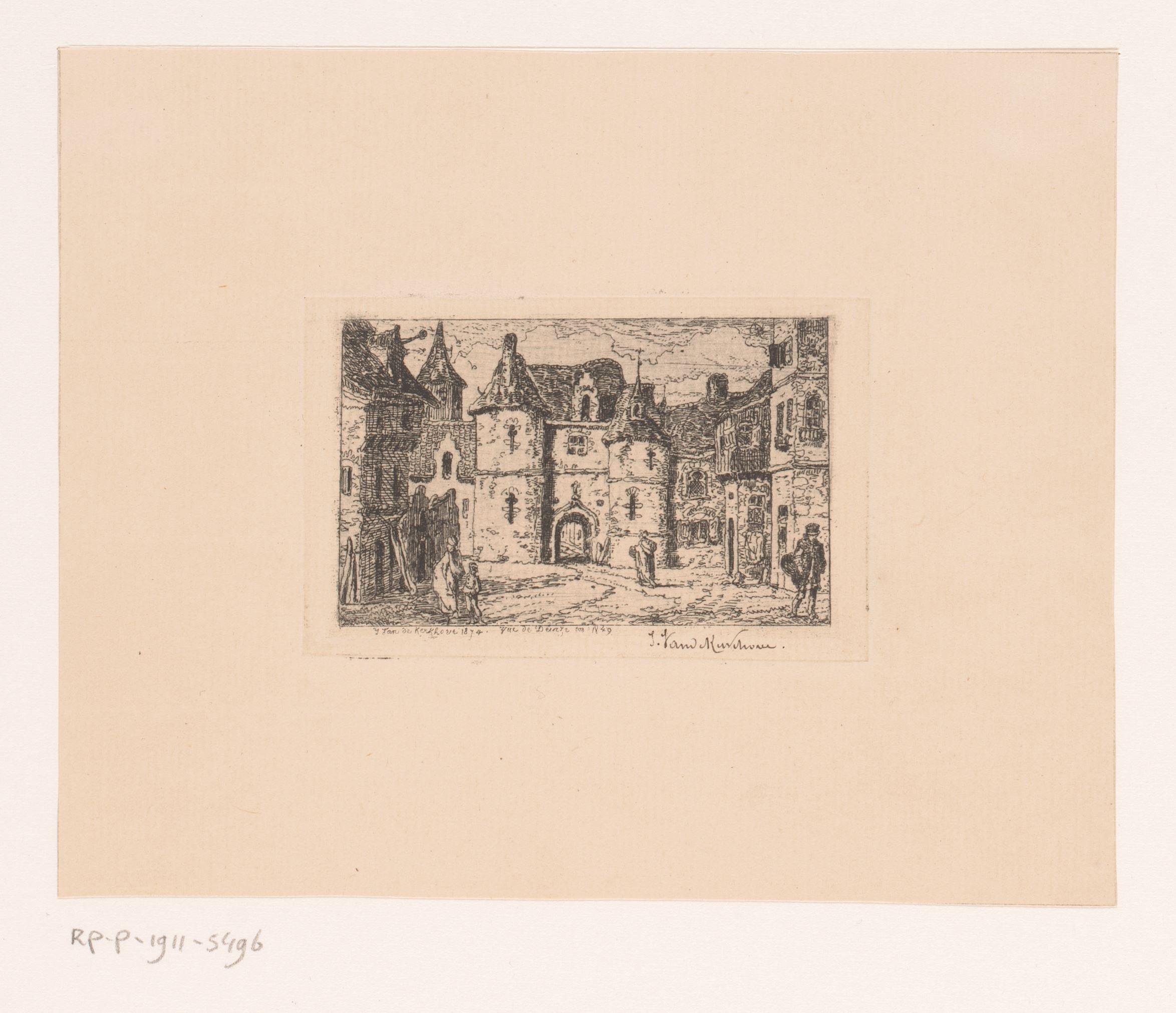 Gezicht op een poort te Deinze, 1849