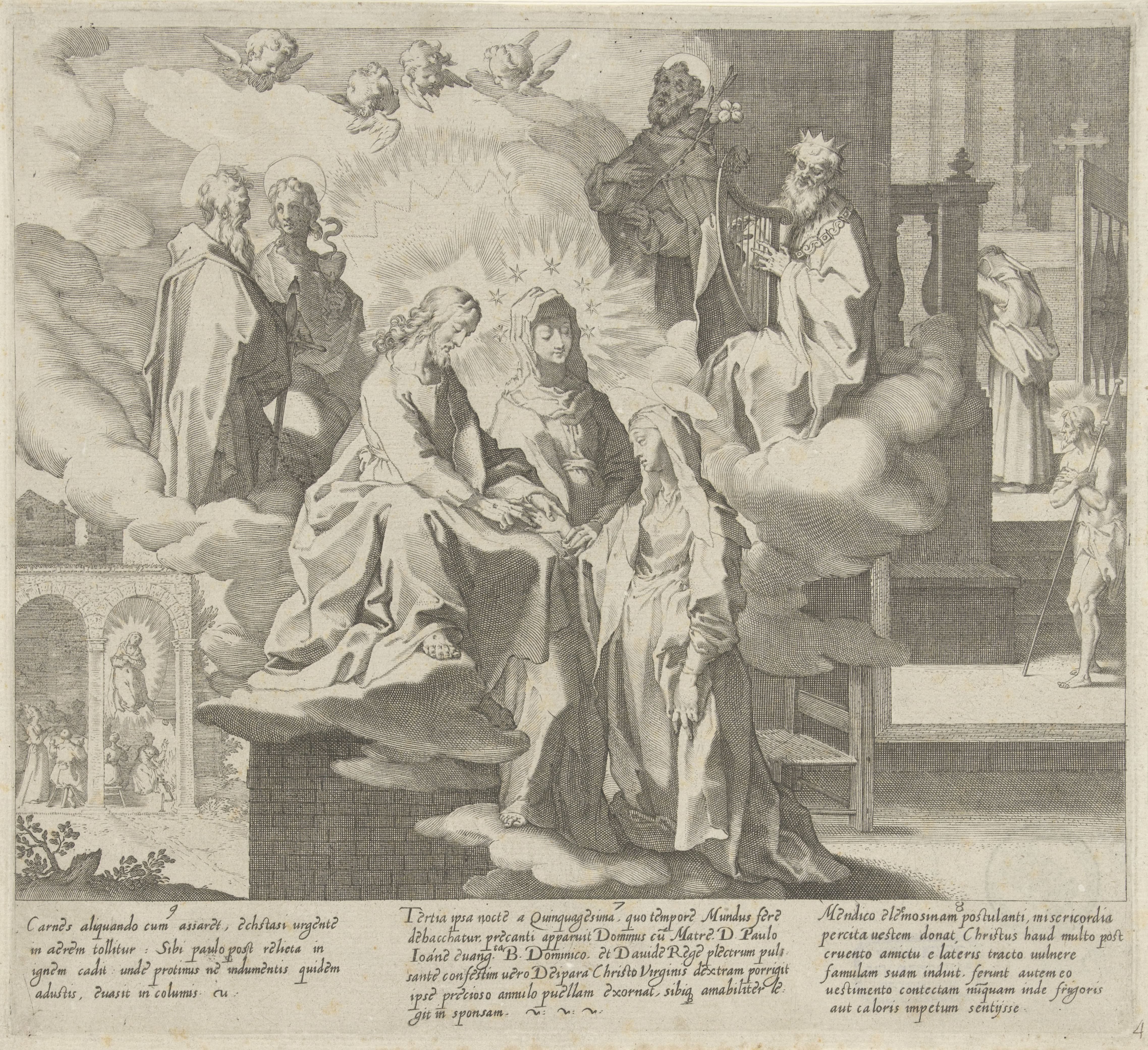 Catharina verschijnt / huwelijk van Catharina / Catharina deelt haar mantel