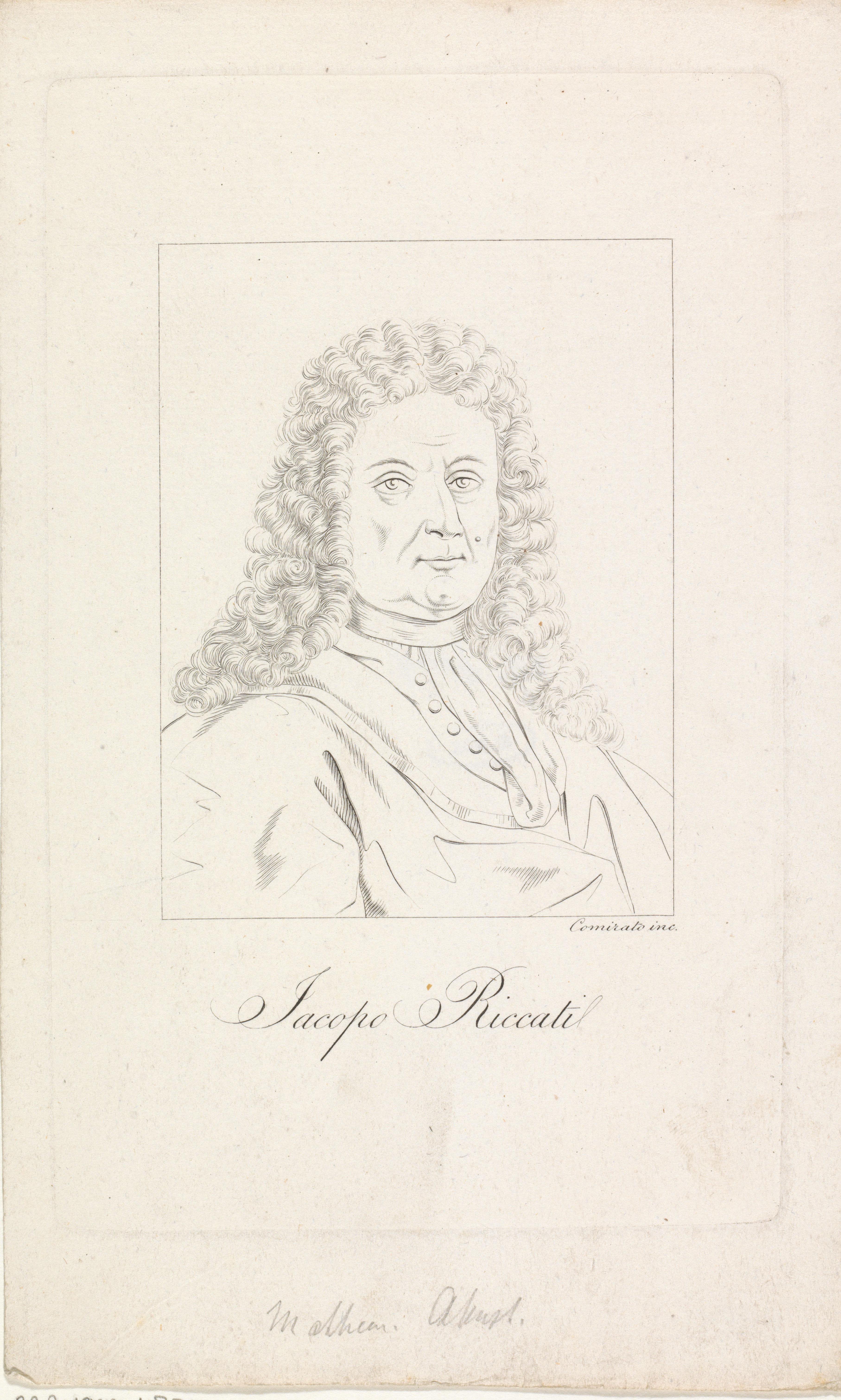 Portret van wiskundige Jacopo Francesco Riccati