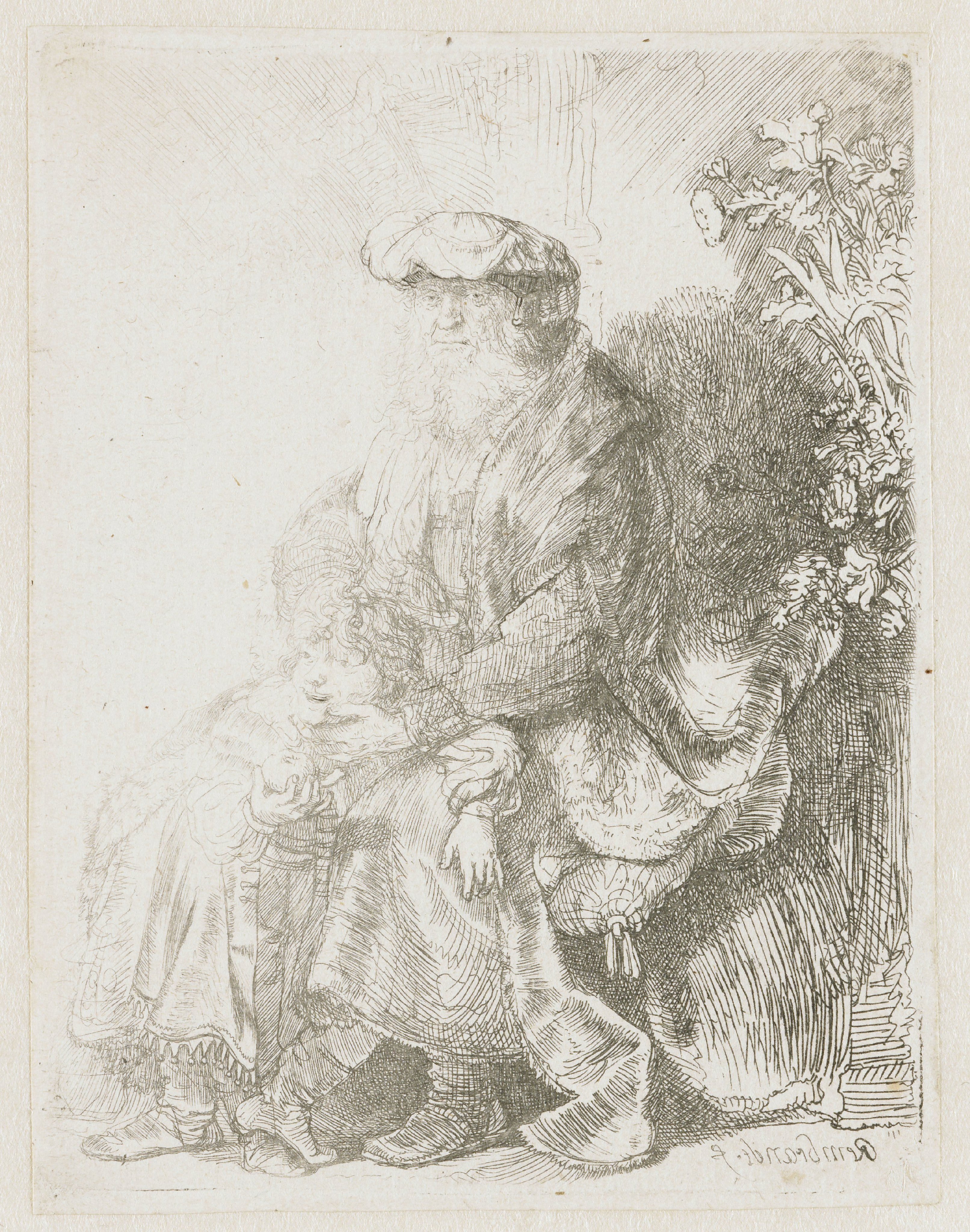 Abraham caressing Isaac