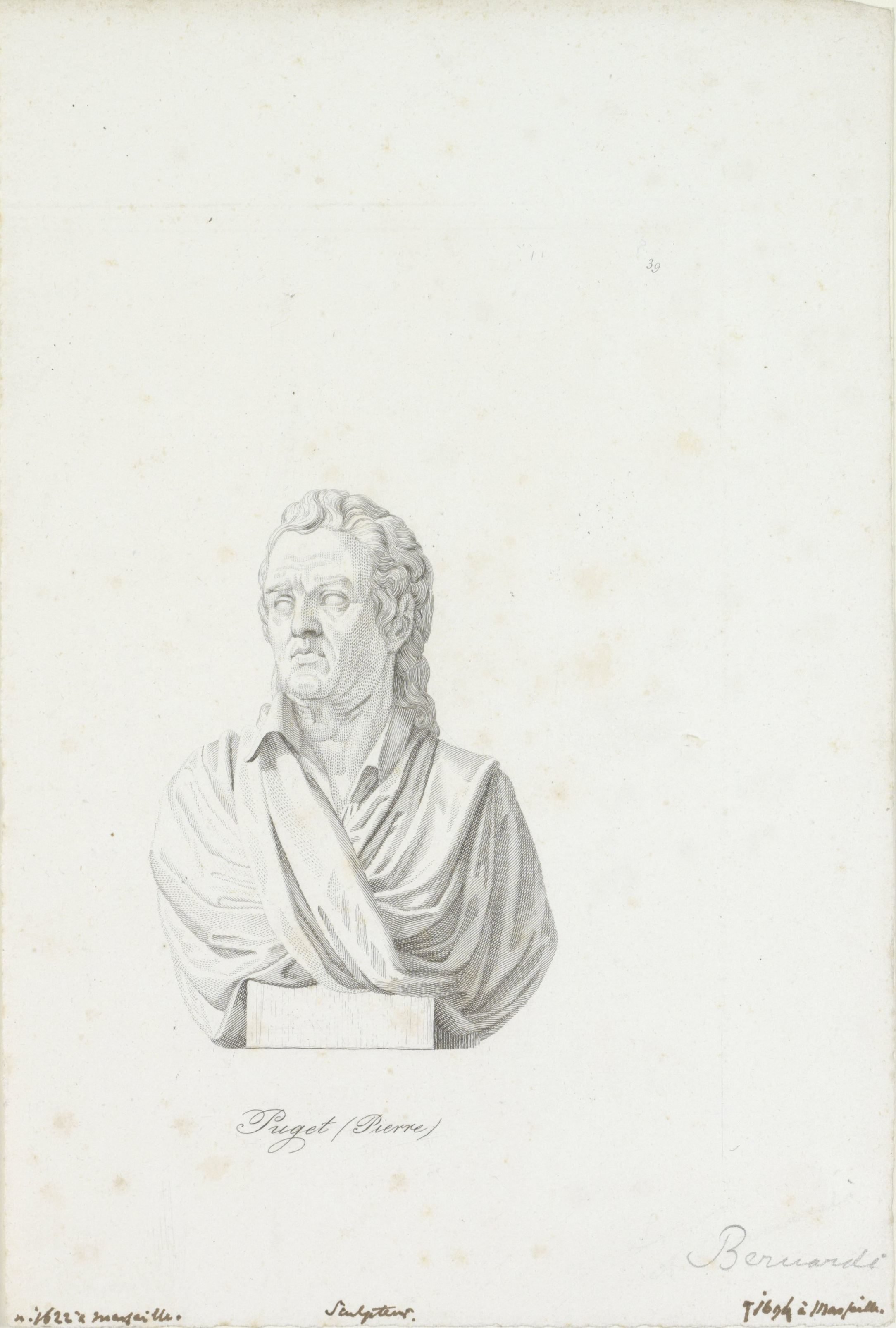 Portretbuste van kunstenaar en architect Pierre Paul Puget