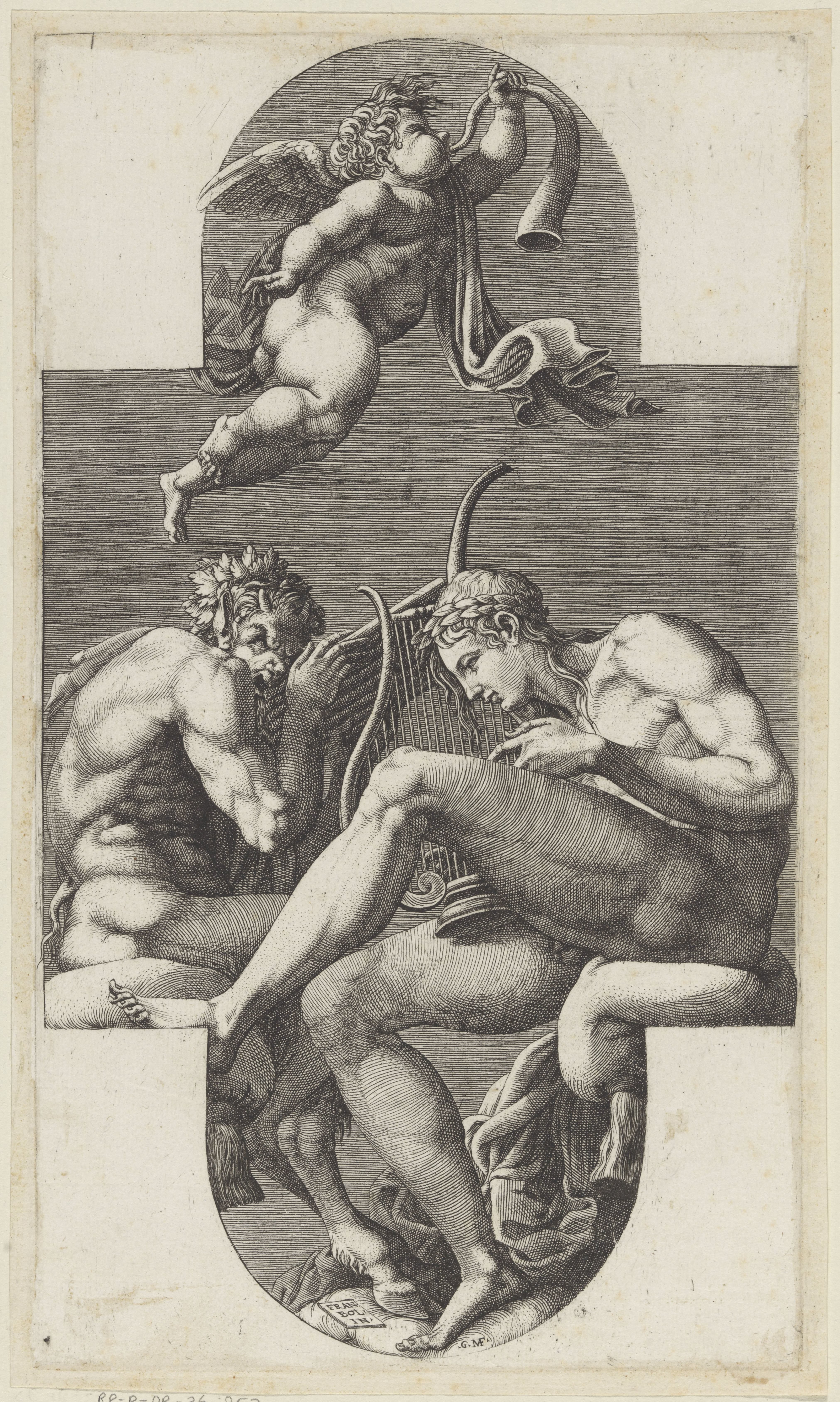 Apollo, Pan en een putto die op een hoorn blaast
