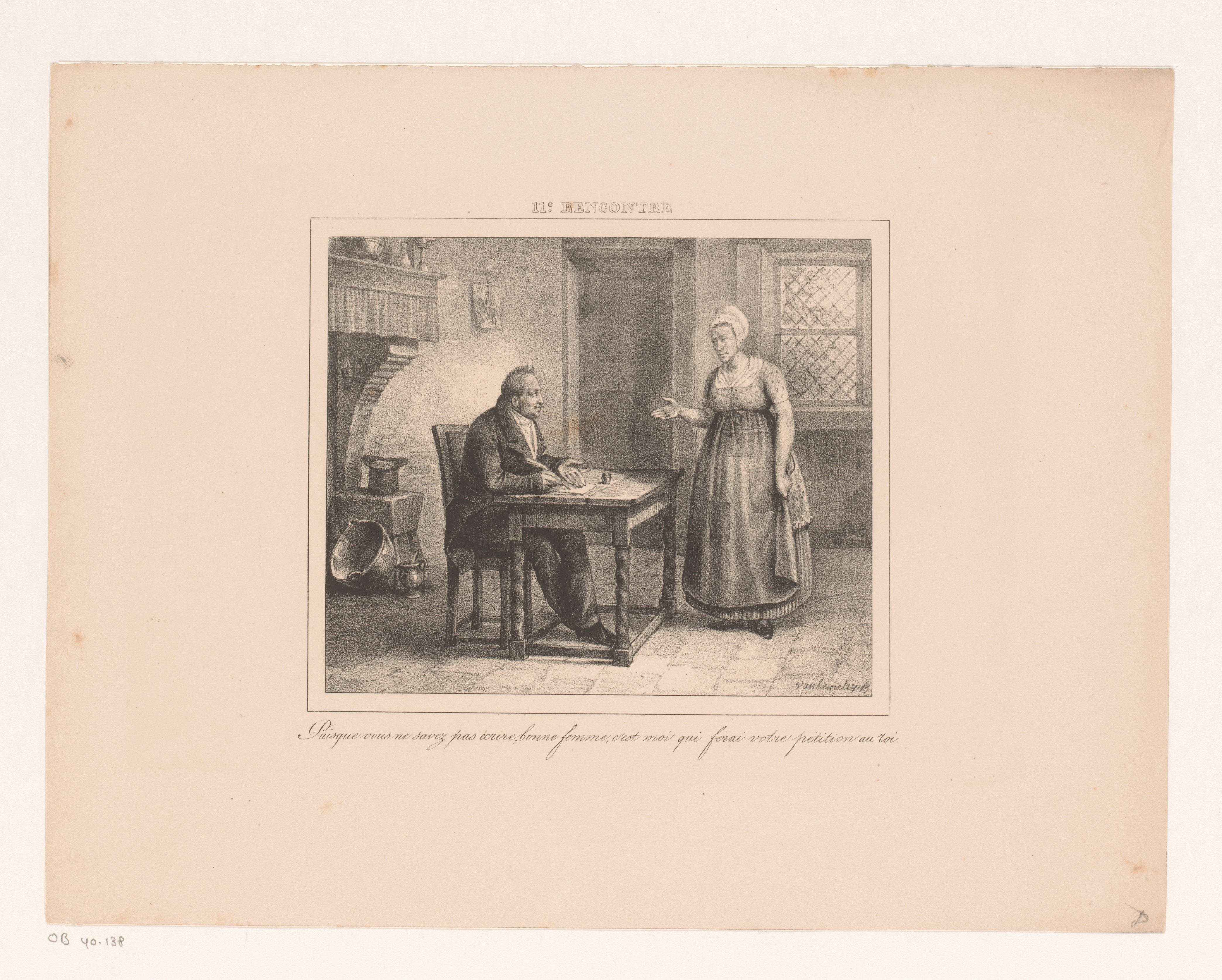 Koning Willem I schrijft een verzoekschrift voor een vrouw