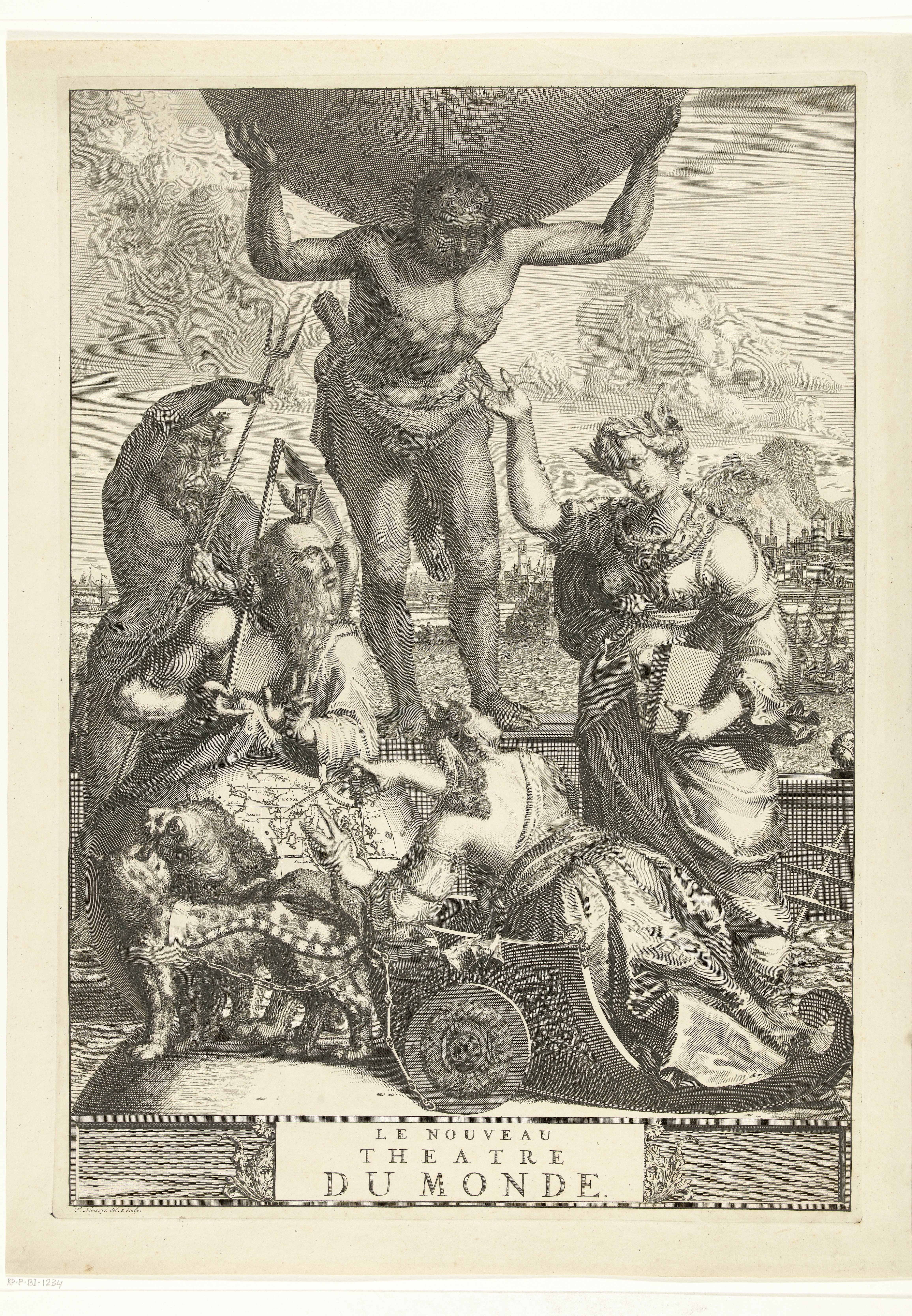 Allegorie met Atlas, Vader Tijd, Zeus, Chorografie en Historia