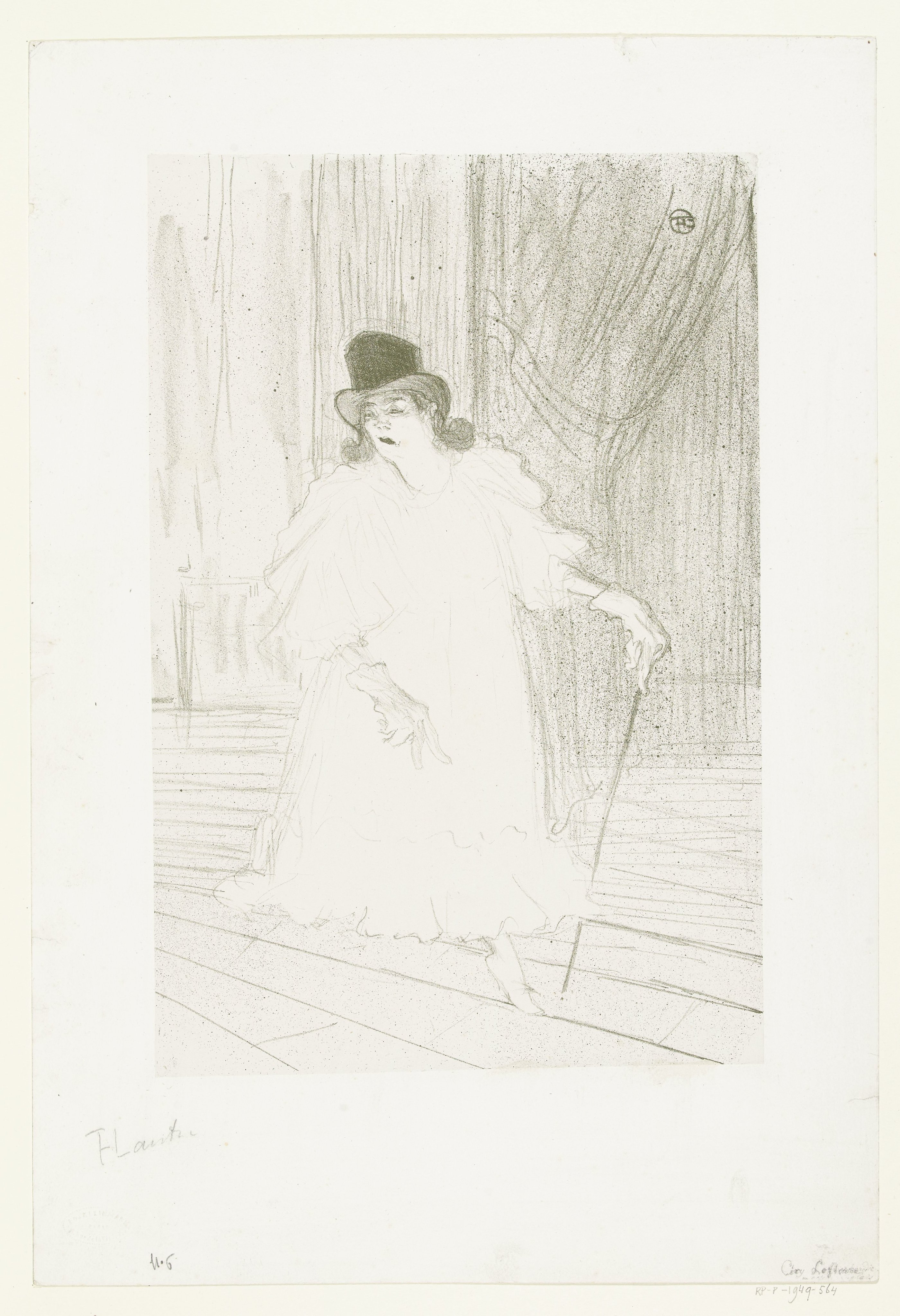 Portret van zangeres Cecy Loftus op podium in theater
