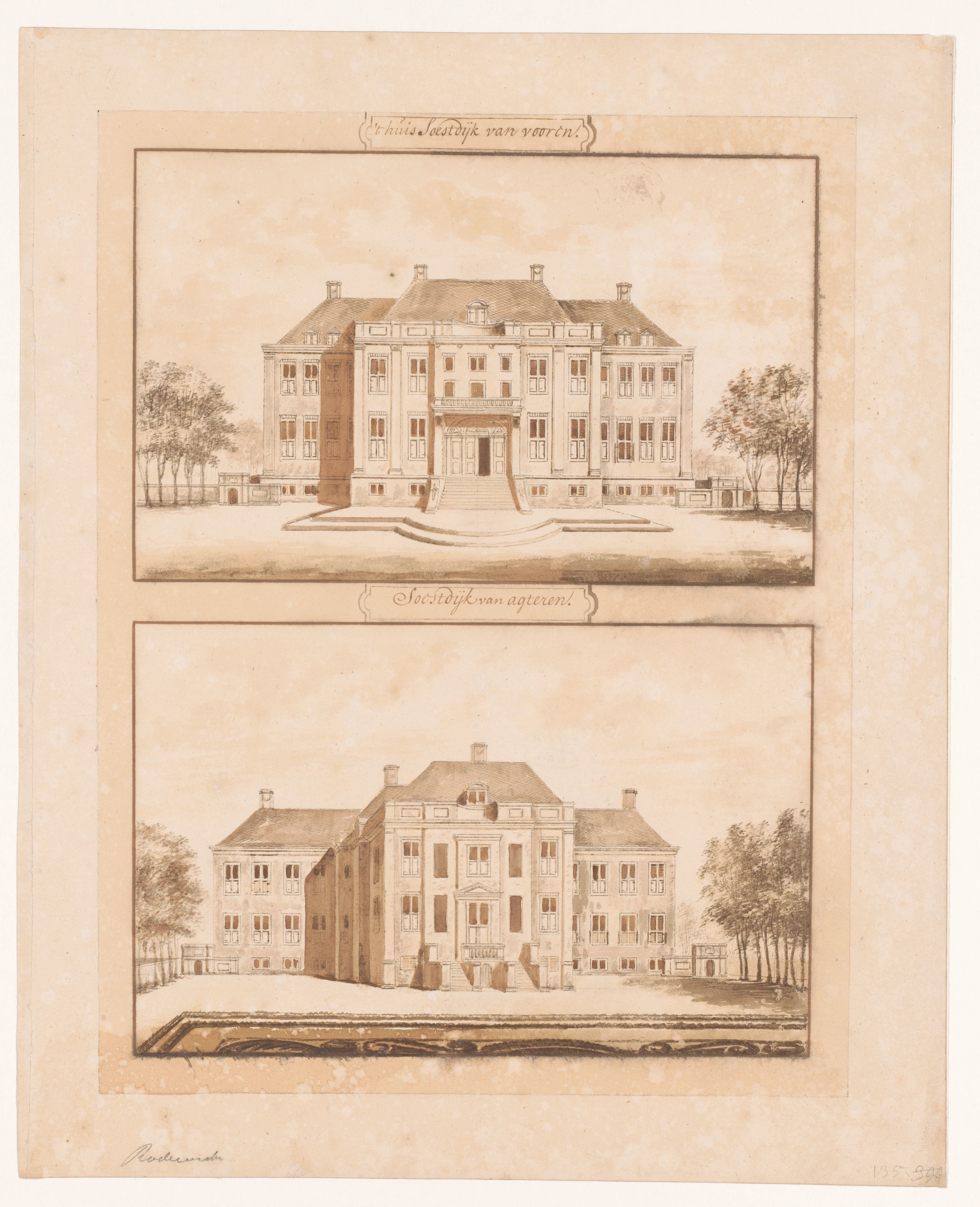 Huis Soestdijk, van voren en van achteren gezien
