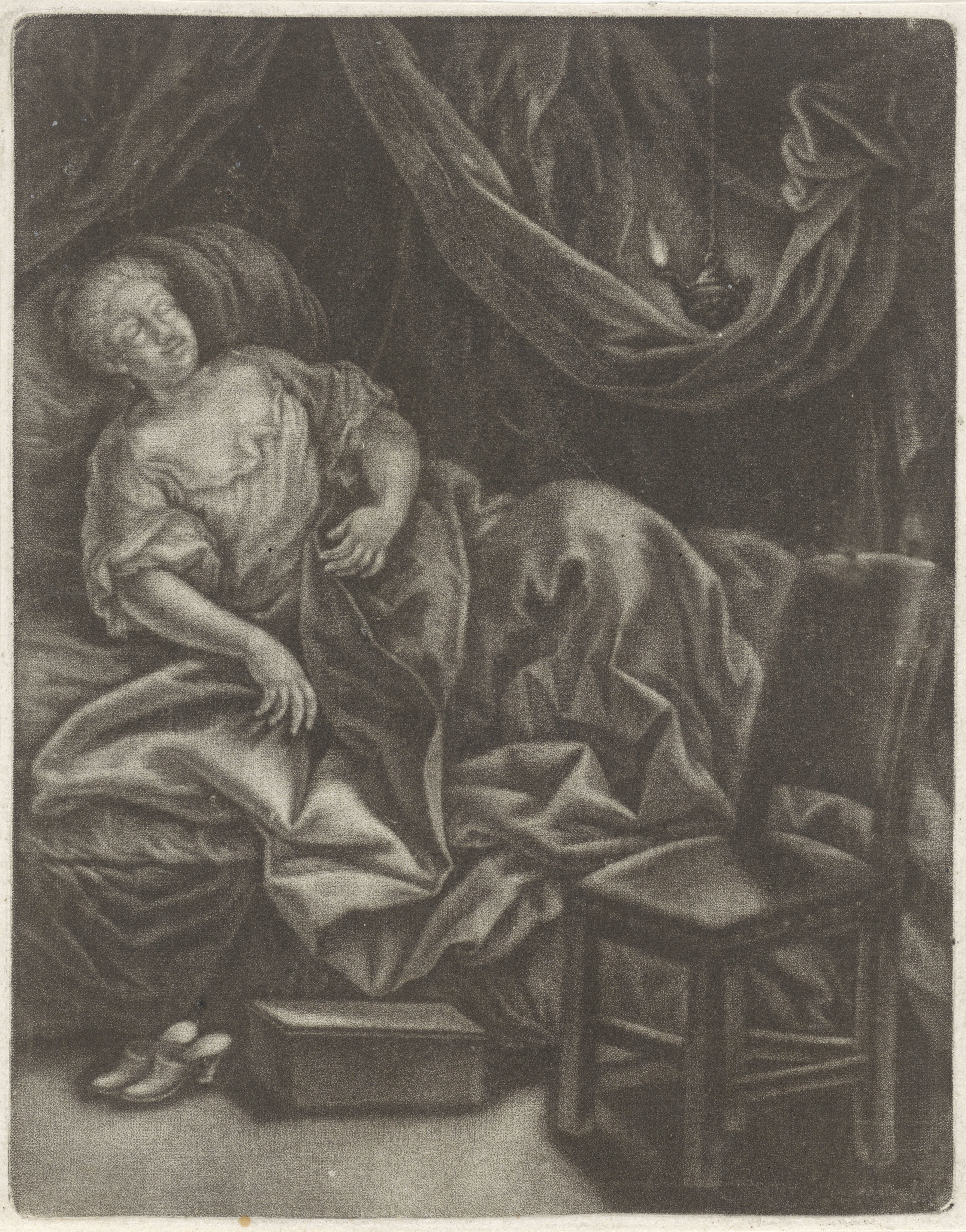 Slapende vrouw in bed