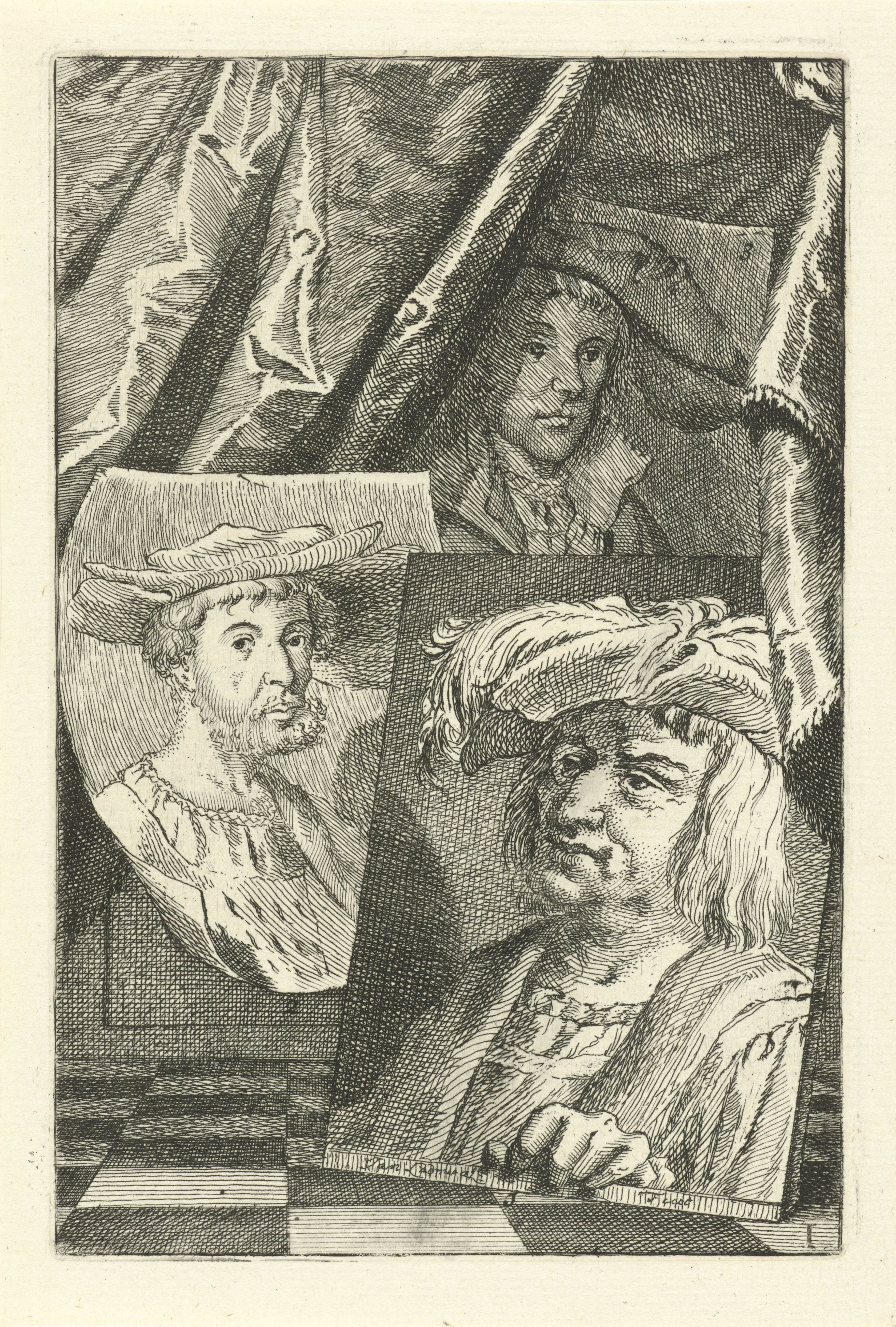 Portretten van Hugo Jacobsz., Jan Massijs en Lucas Cornelisz. Kunst