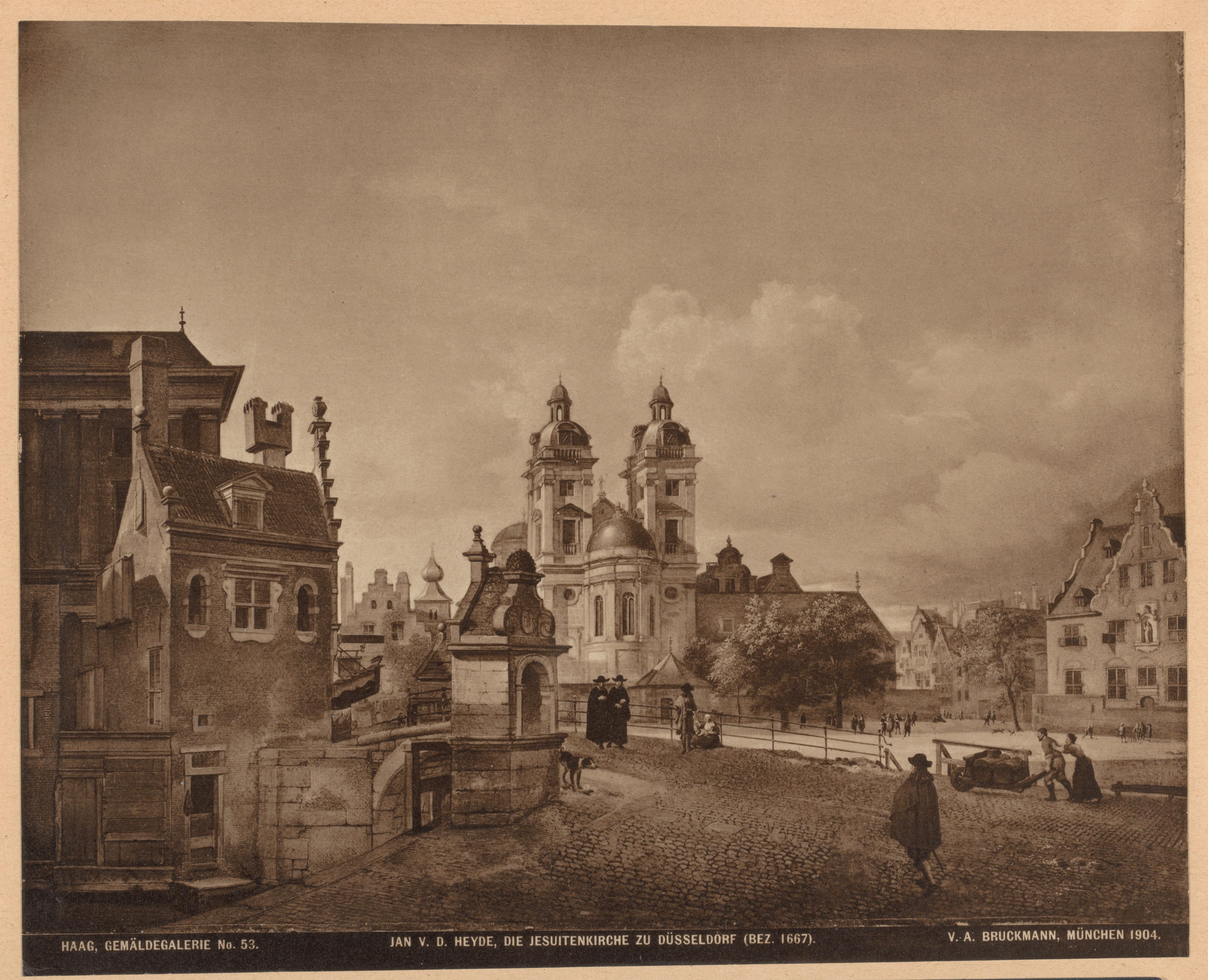 Reproductie van het schilderij De Andreaskerk in Düsseldorf door Jan van der Heyden
