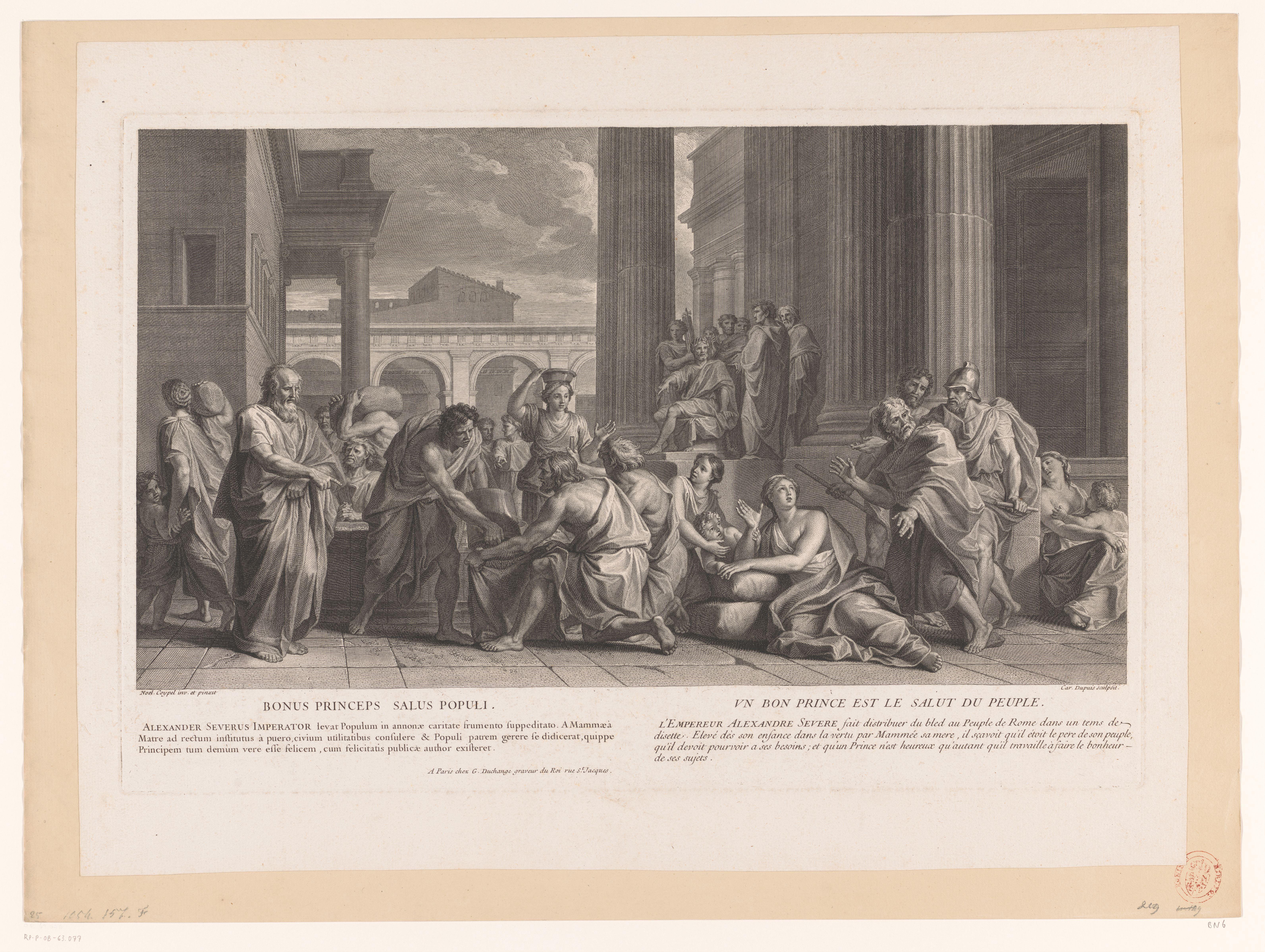 Keizer Alexander Severus laat tarwe uitdelen aan het volk van Rome